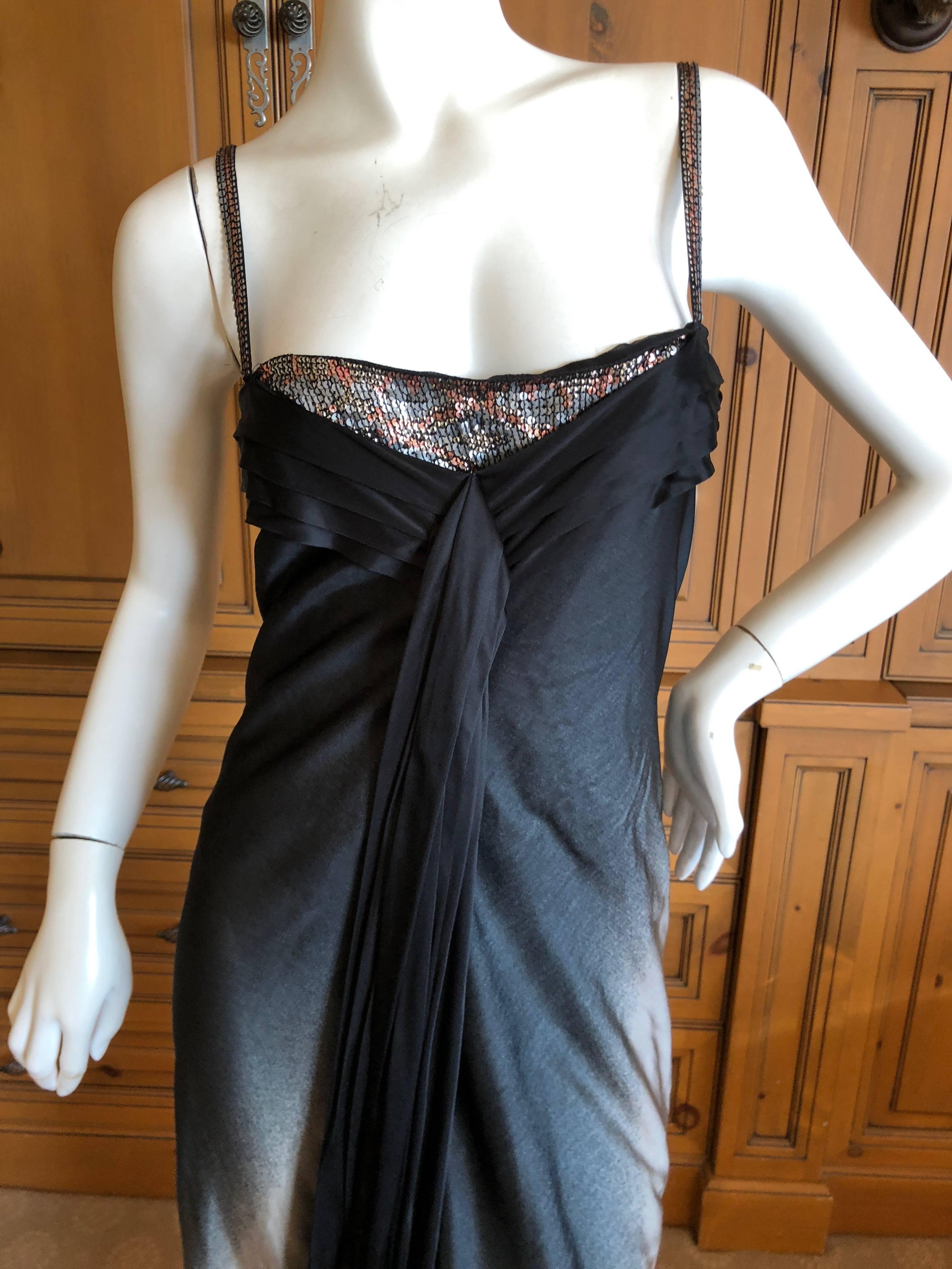 Christian Lacroix Silver and Black Vintage Silk Evening Dress with Sequin Detail For Sale 3