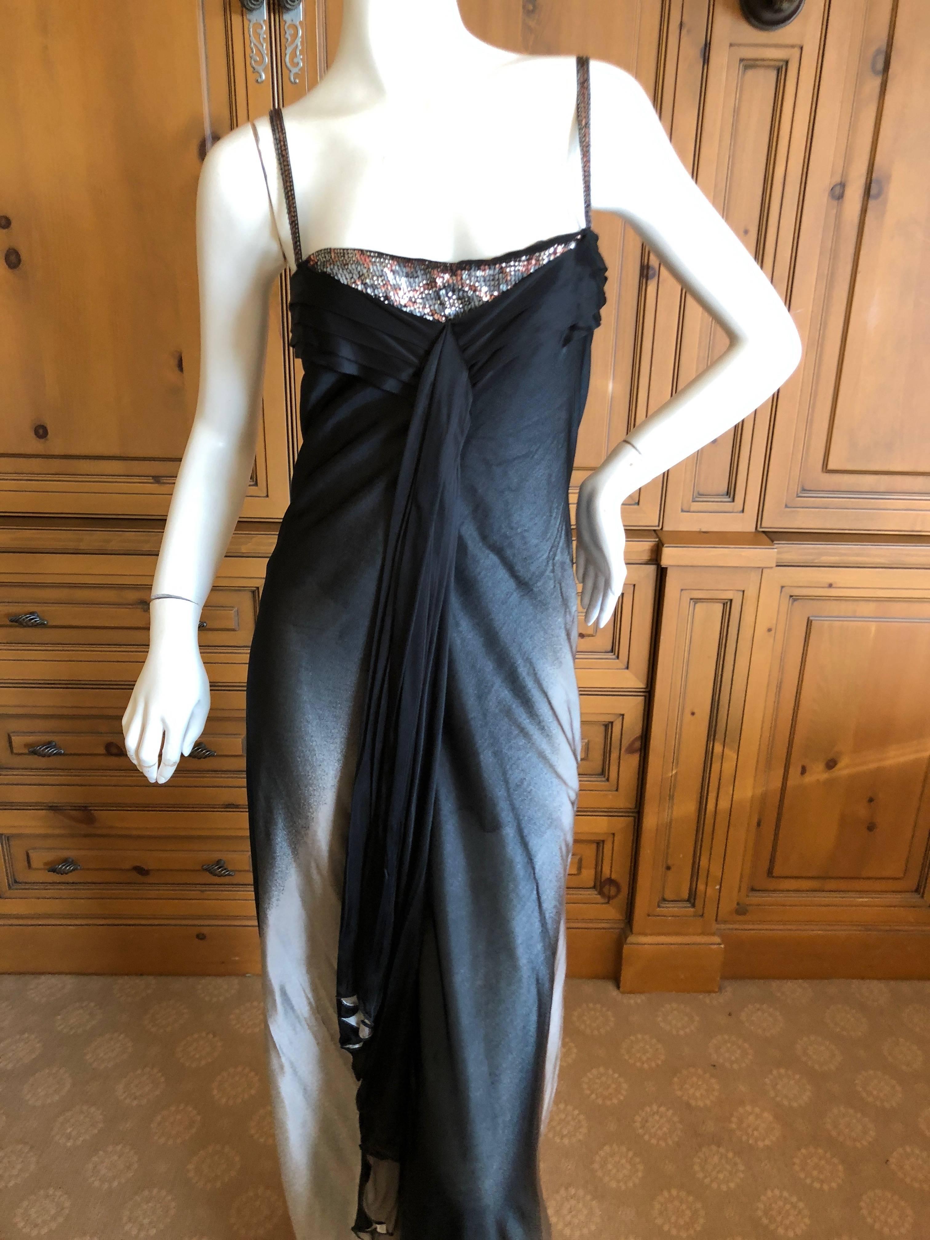Christian Lacroix Silver and Black Vintage Silk Evening Dress with Sequin Detail For Sale 4