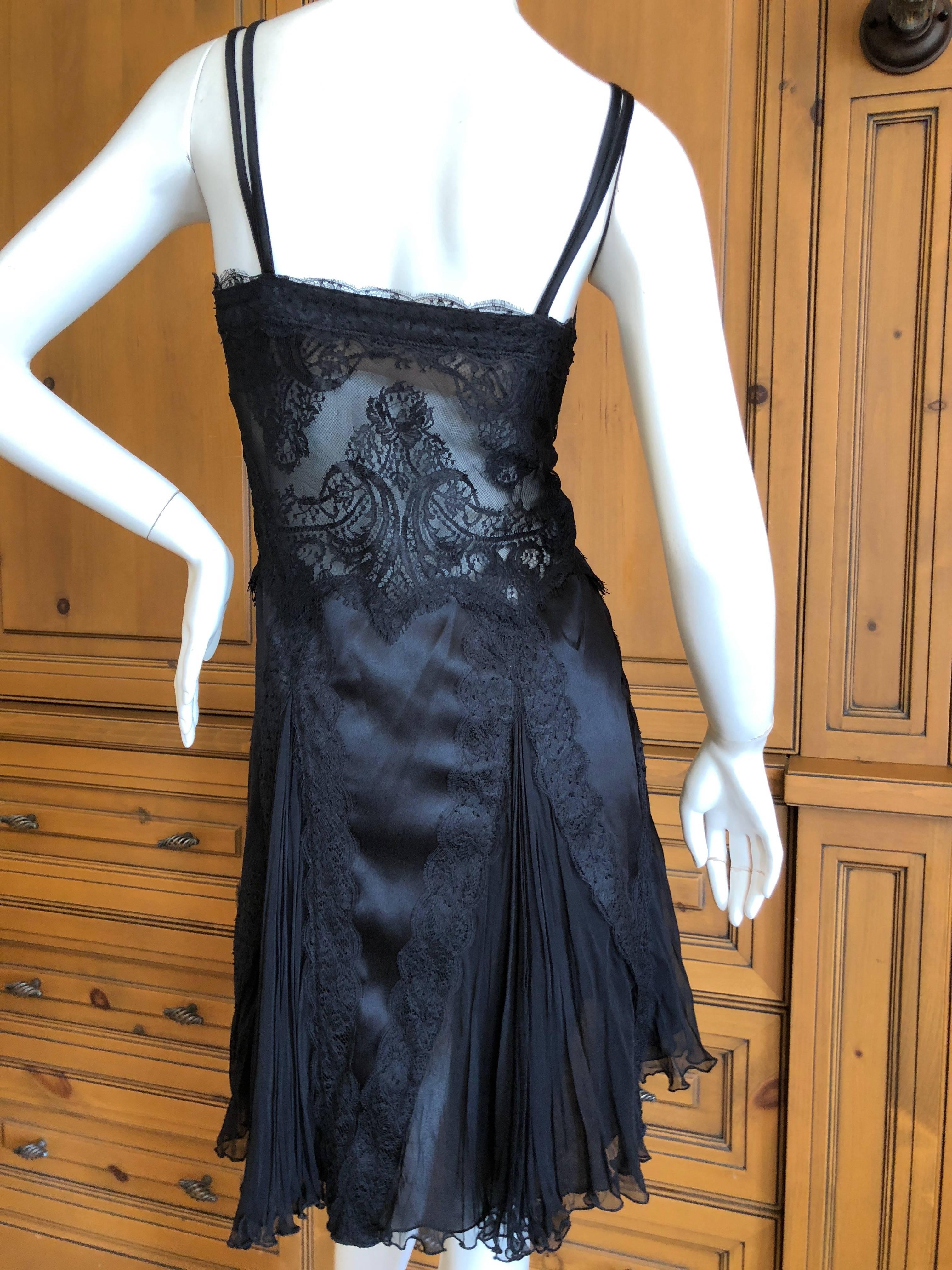 Versace Sheer Lace Accented Vintage Black Lace Mini Cocktail Dress For Sale 3