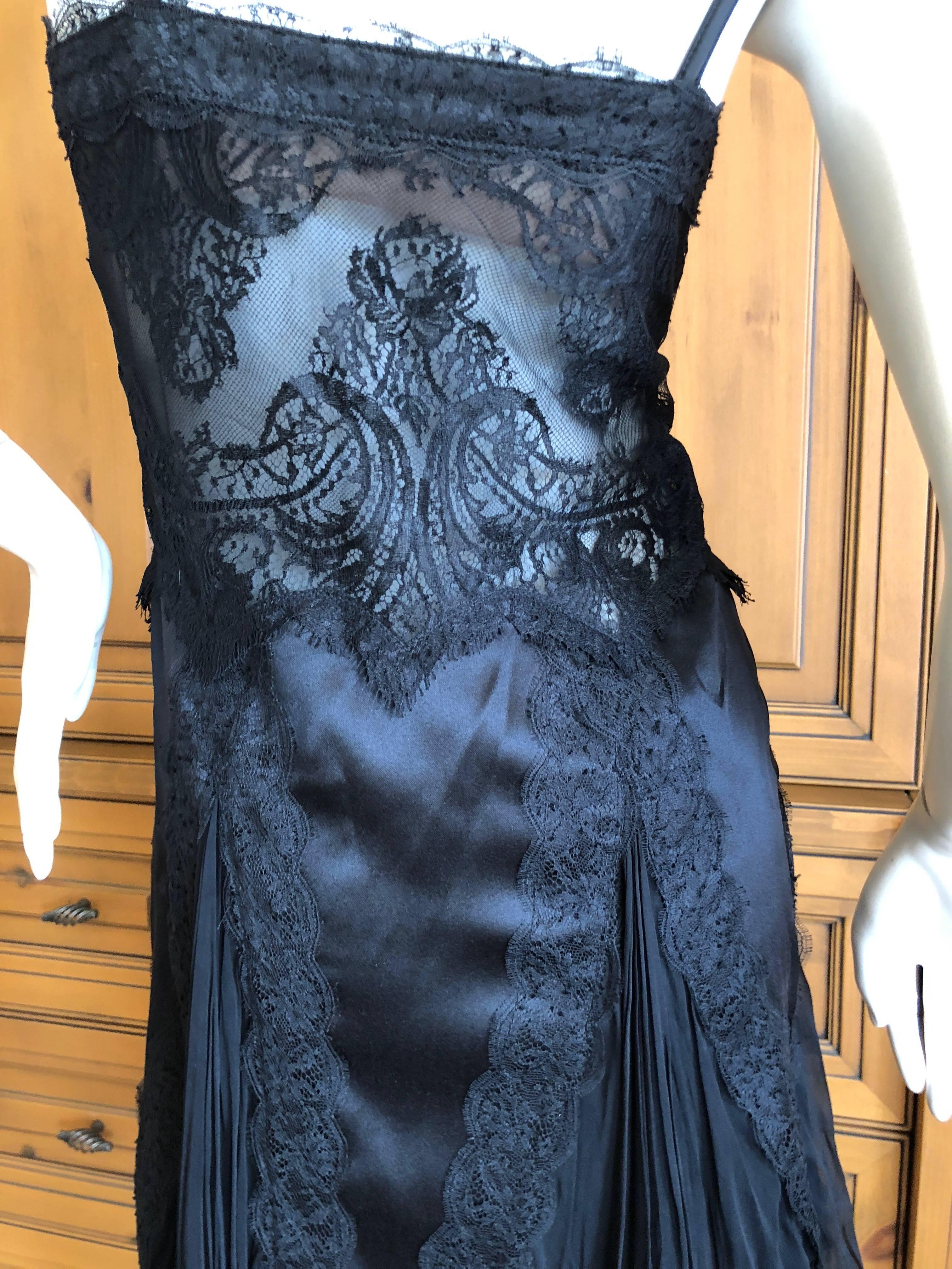 Versace Sheer Lace Accented Vintage Black Lace Mini Cocktail Dress For Sale 4