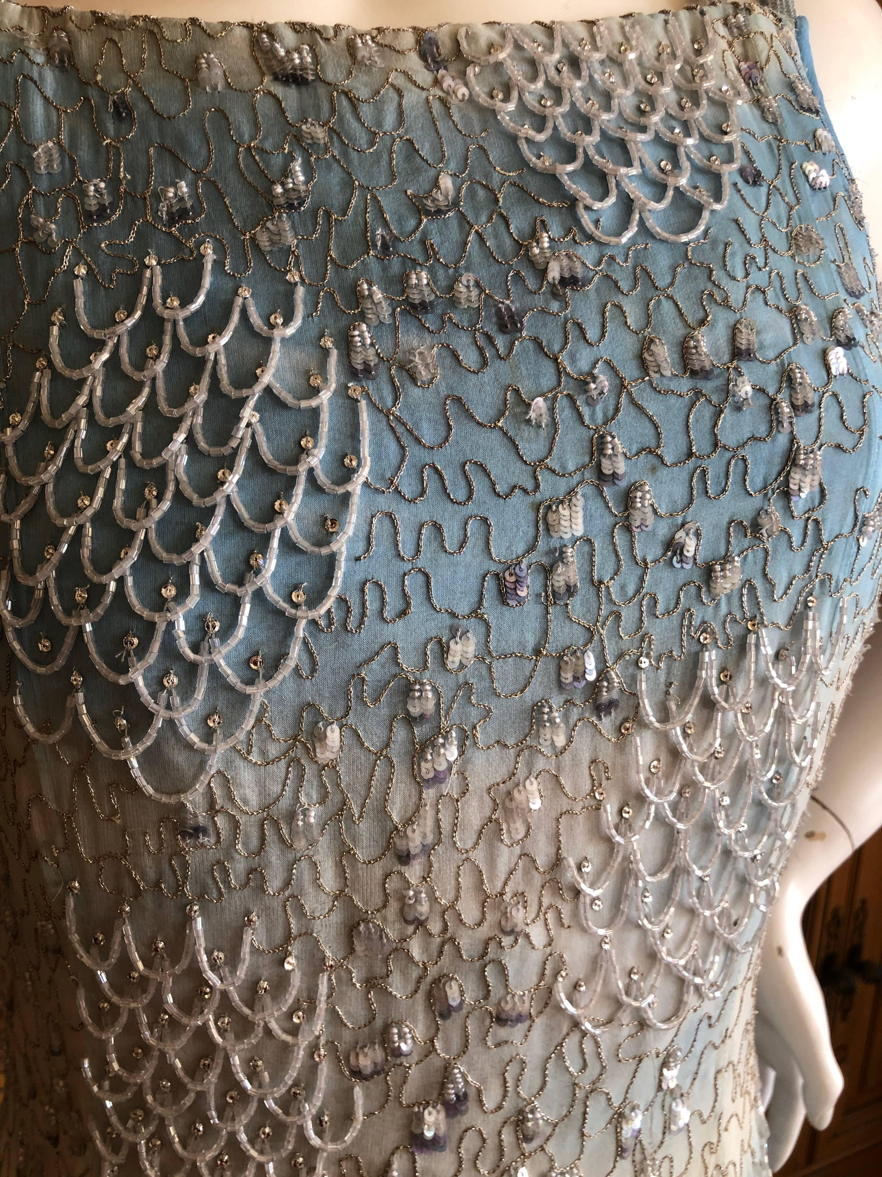 Oscar de la Renta Heavily Embellished Blue Ombre Vintage  Evening Dress  For Sale 4