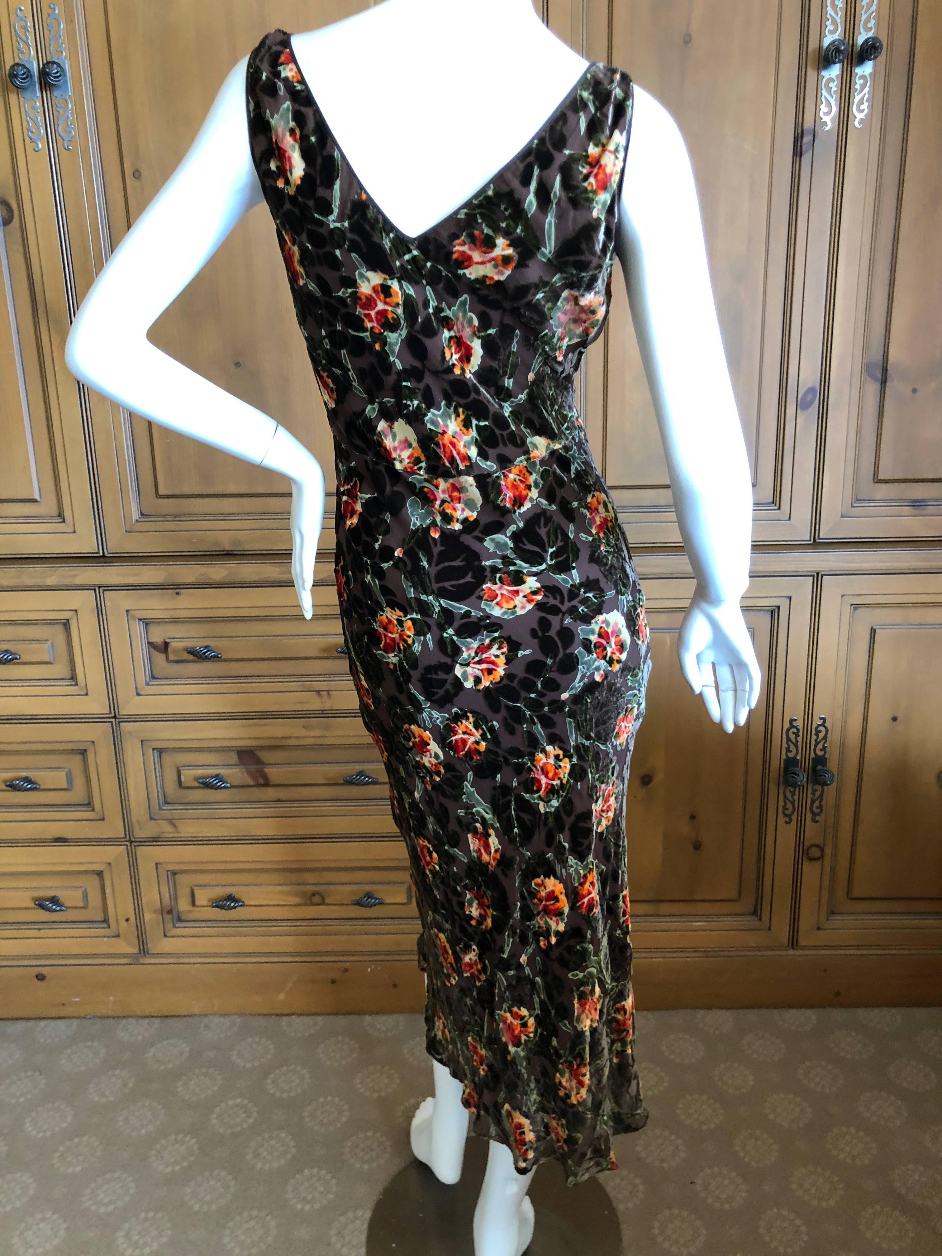 John Galliano Vintage Floral Devore Velvet Cocktail Dress For Sale 5