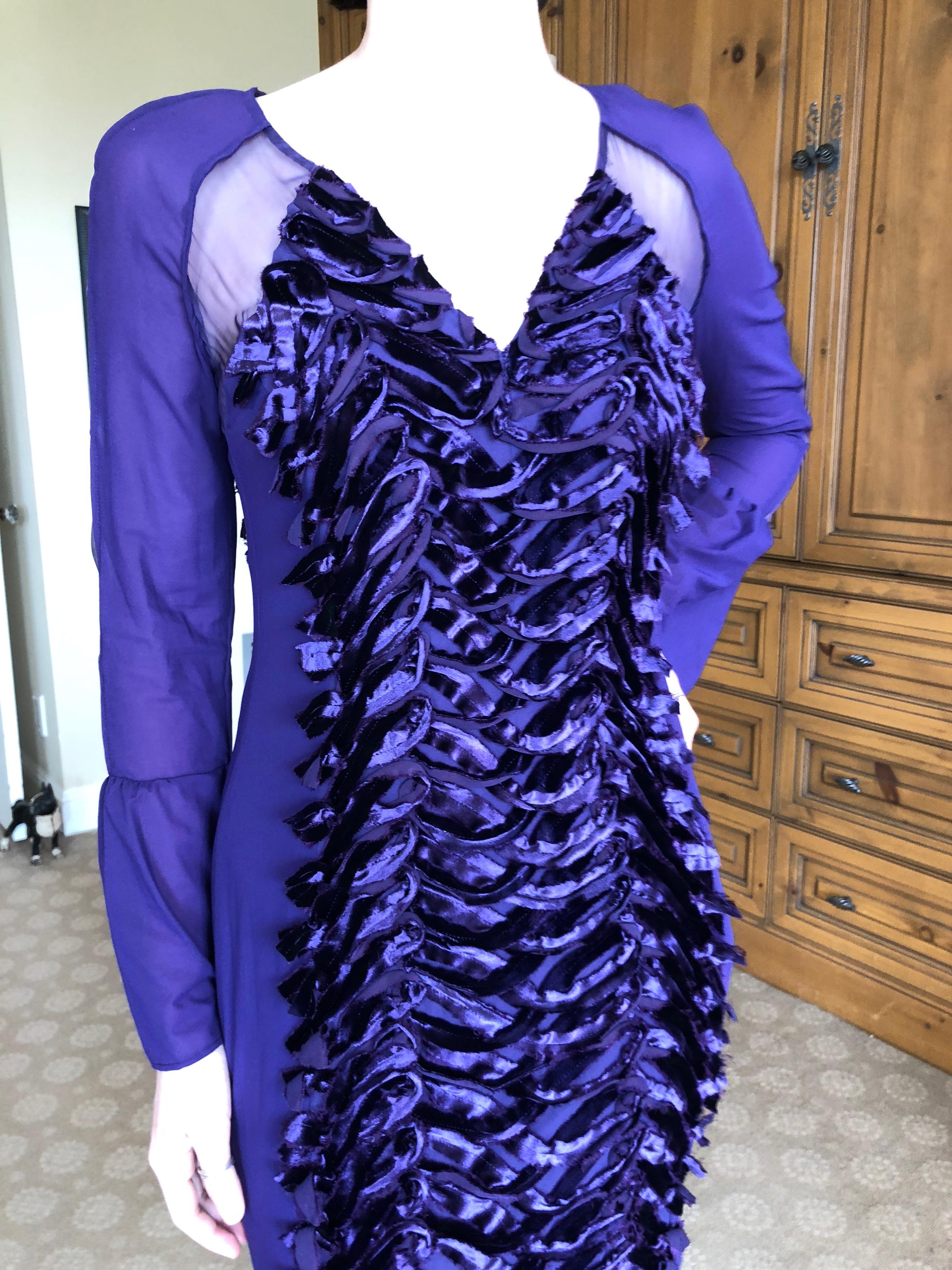 Gucci by Tom Ford Purple Velvet Trim Cocktail Dress For Sale 10
