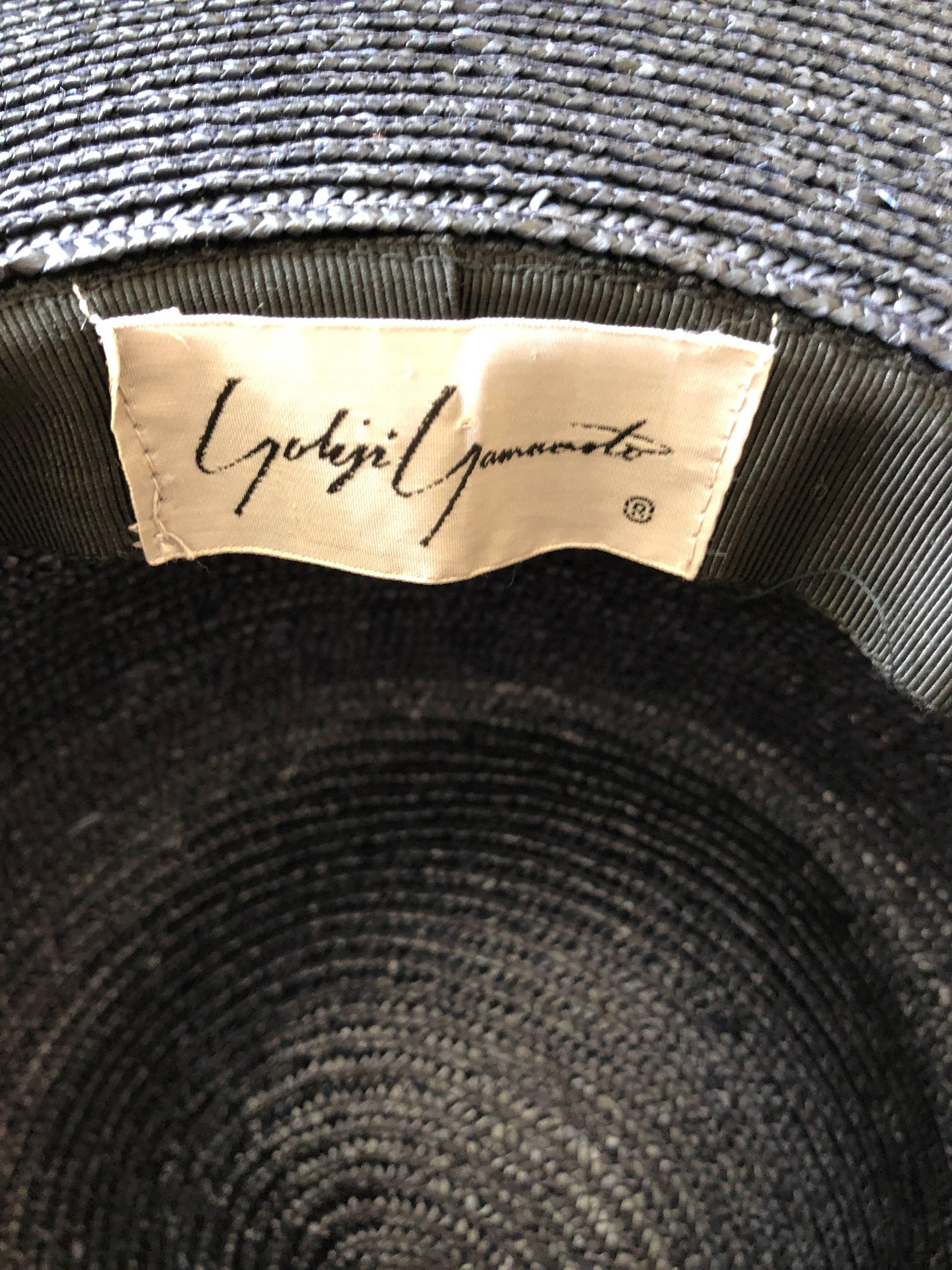 Yohji Yamamoto Vintage Wide Brim Straw Portrait Hat In Excellent Condition For Sale In Cloverdale, CA