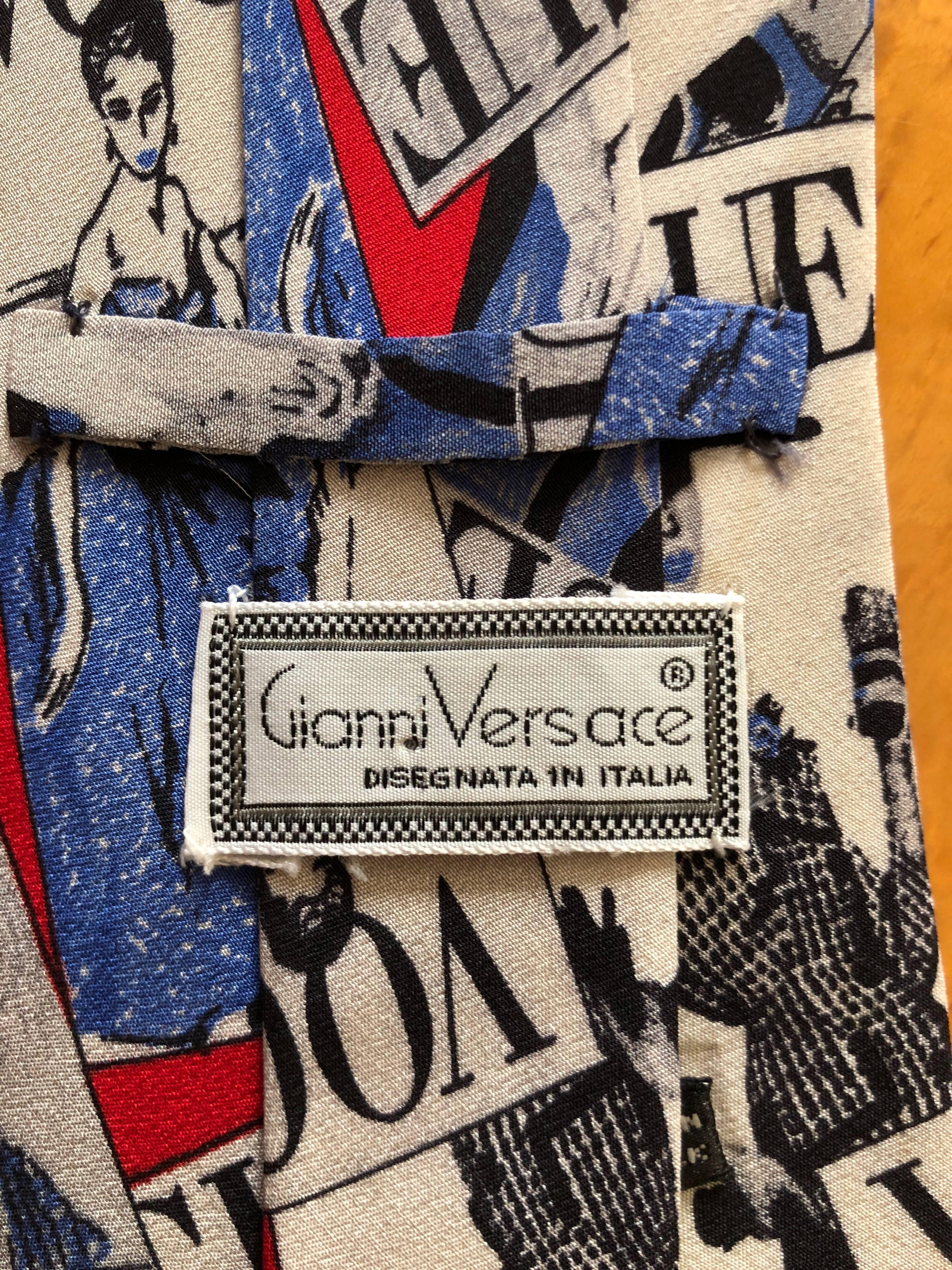 Gianni Versace 1991 Vogue Cover Print Silk Neck Tie
Excellent condition