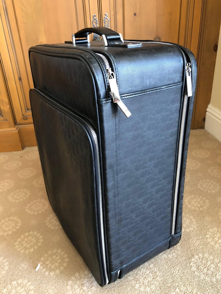 Dior Homme Gentleman's Black Logo Monogram Rolling Luggage Suitcase For ...