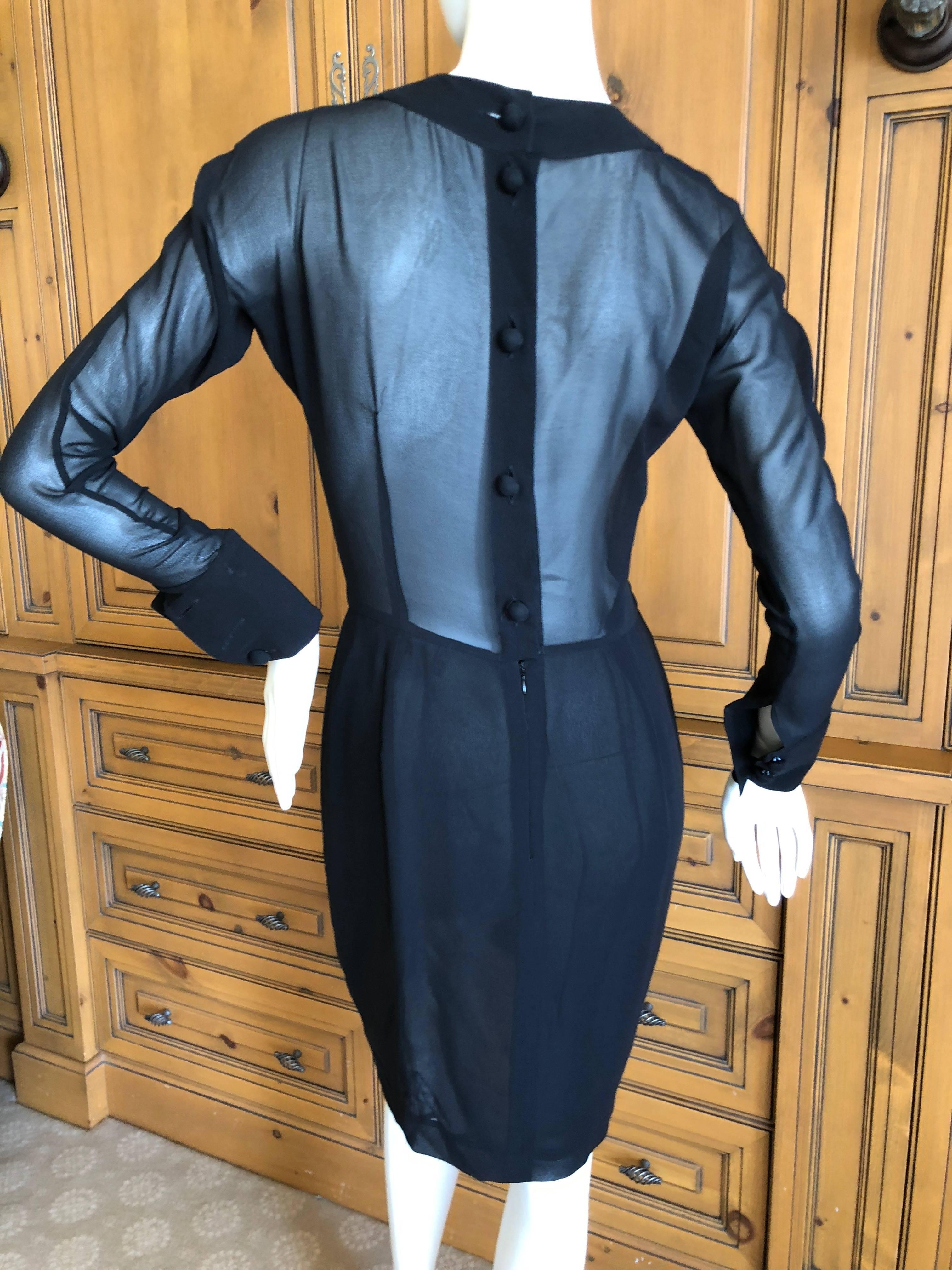 Christian Lacroix Vintage Sheer Black Silk Cocktail Dress with Matching Cape For Sale 2