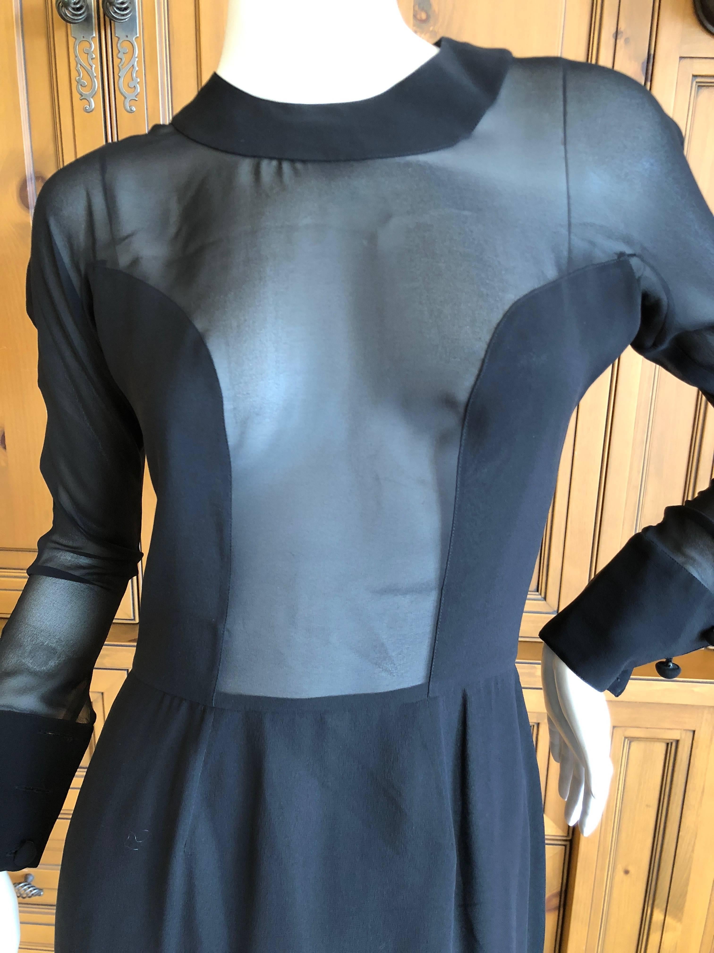 Christian Lacroix Vintage Sheer Black Silk Cocktail Dress with Matching Cape In Excellent Condition For Sale In Cloverdale, CA