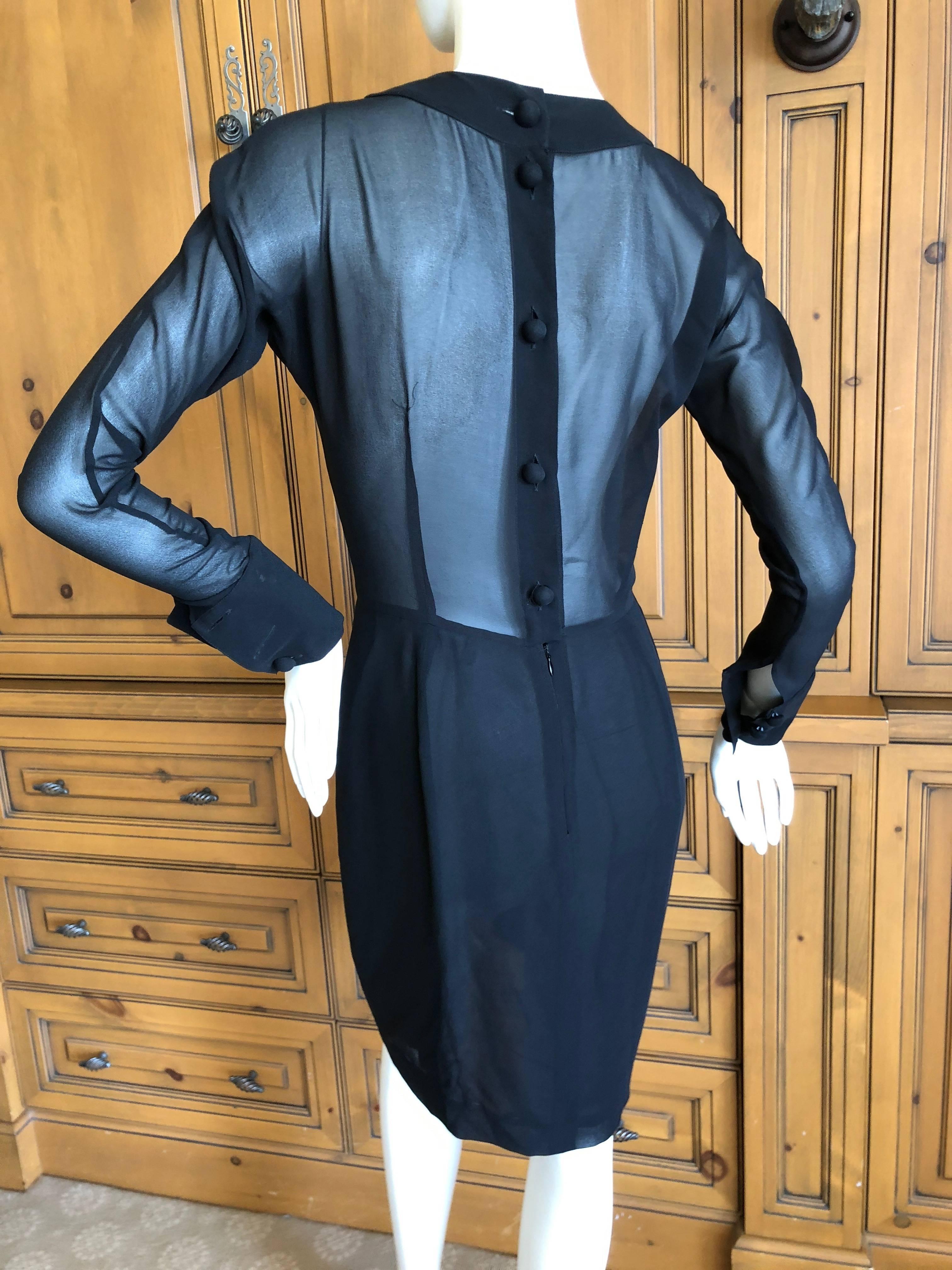 Christian Lacroix Vintage Sheer Black Silk Cocktail Dress with Matching Cape For Sale 6