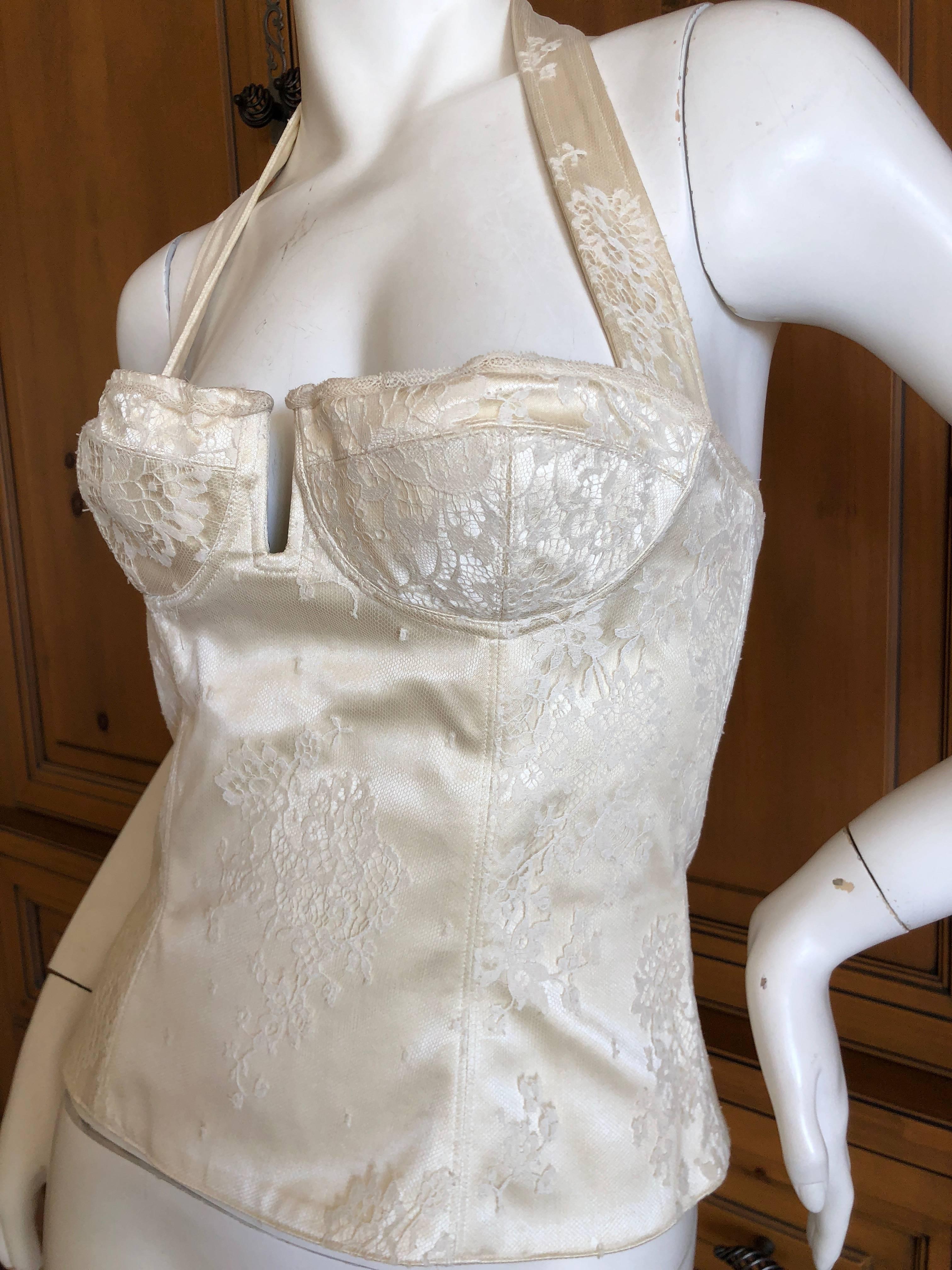 Christian Dior Spring 2004 by John Galliano Vintage Lace Overlay Corset Bustier In Excellent Condition In Cloverdale, CA