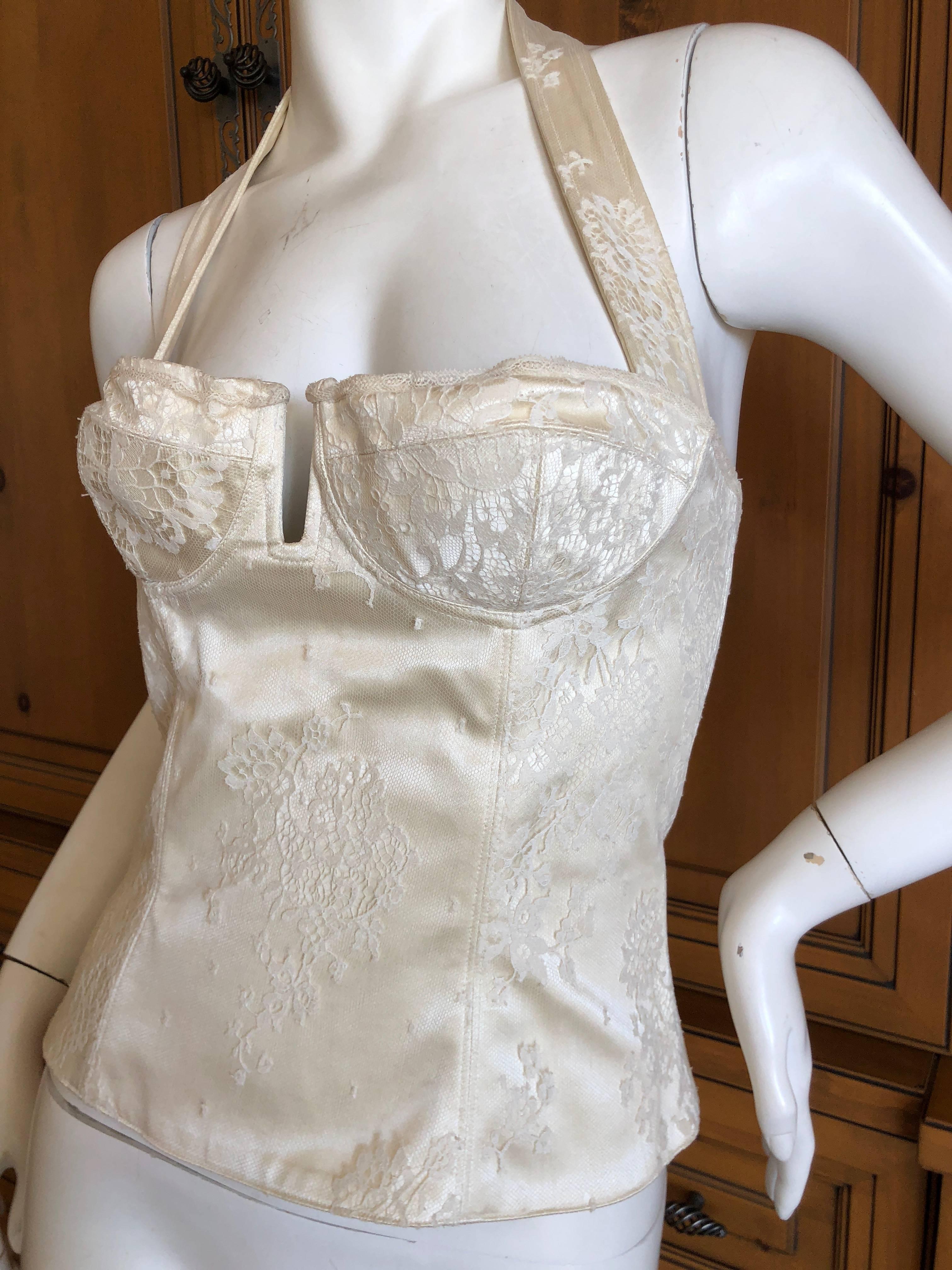 Women's Christian Dior Spring 2004 by John Galliano Vintage Lace Overlay Corset Bustier