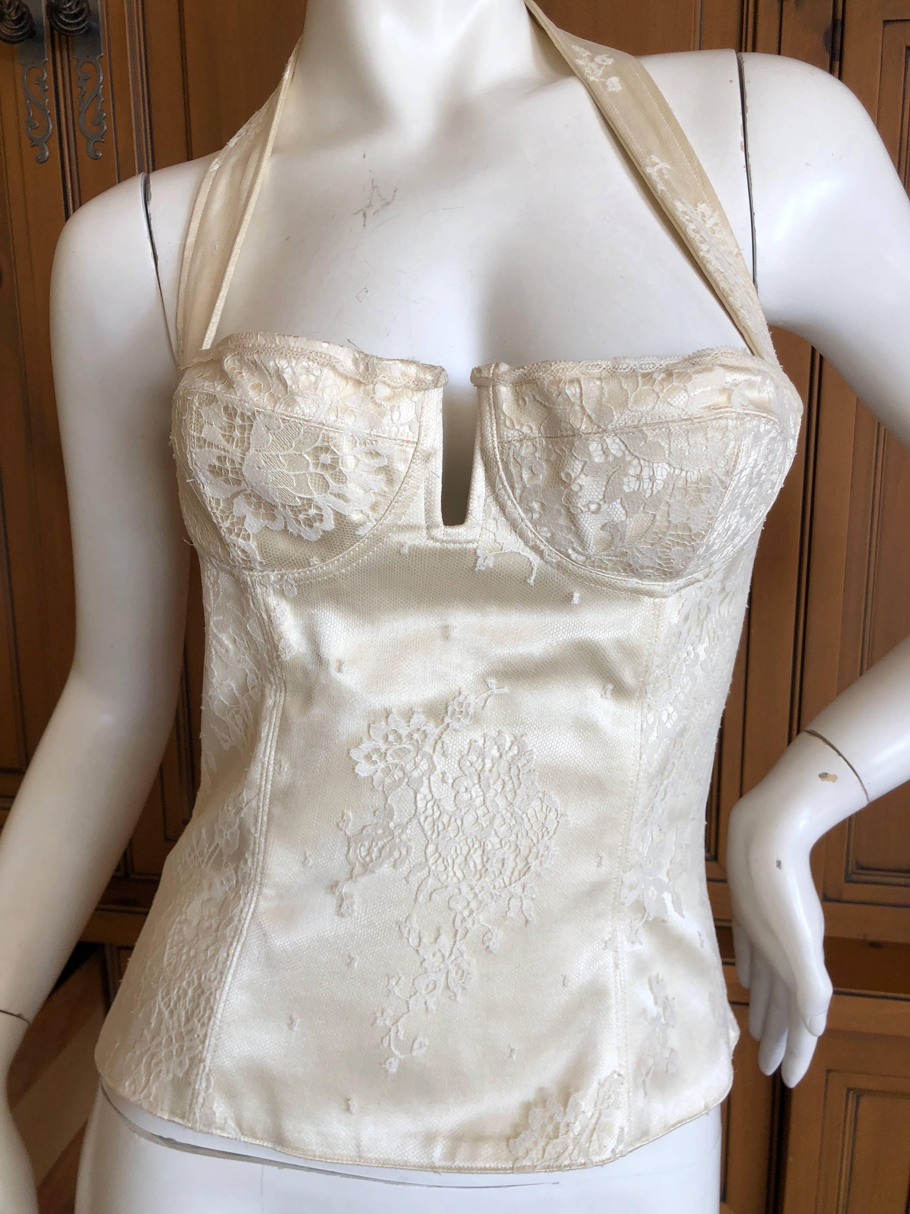 Christian Dior Spring 2004 by John Galliano Vintage Lace Overlay Corset Bustier 1