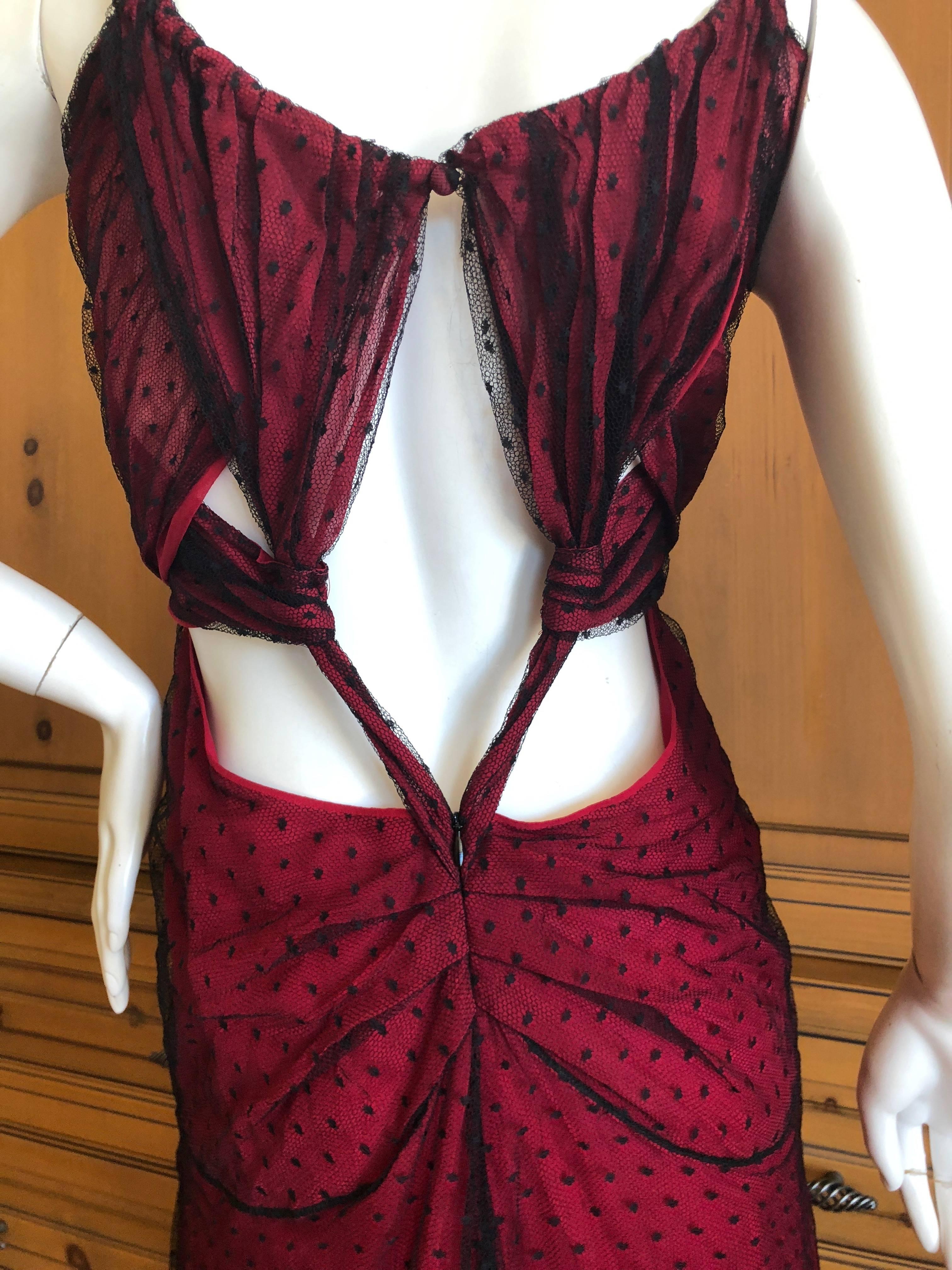 John Galliano Sheer Overlay Point d' Espirit Lace Mini Dress For Sale 5