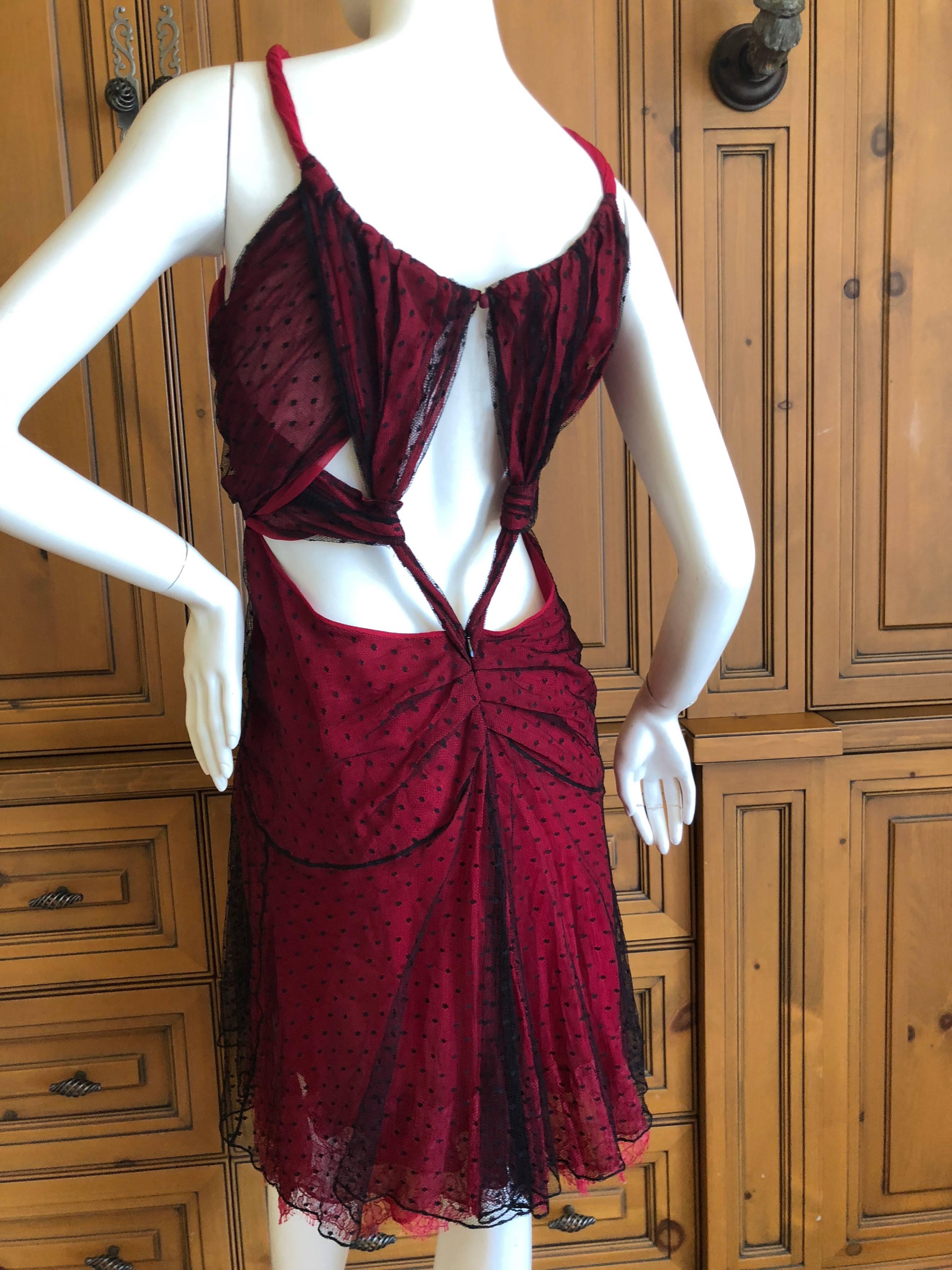John Galliano Sheer Overlay Point d' Espirit Lace Mini Dress For Sale 4
