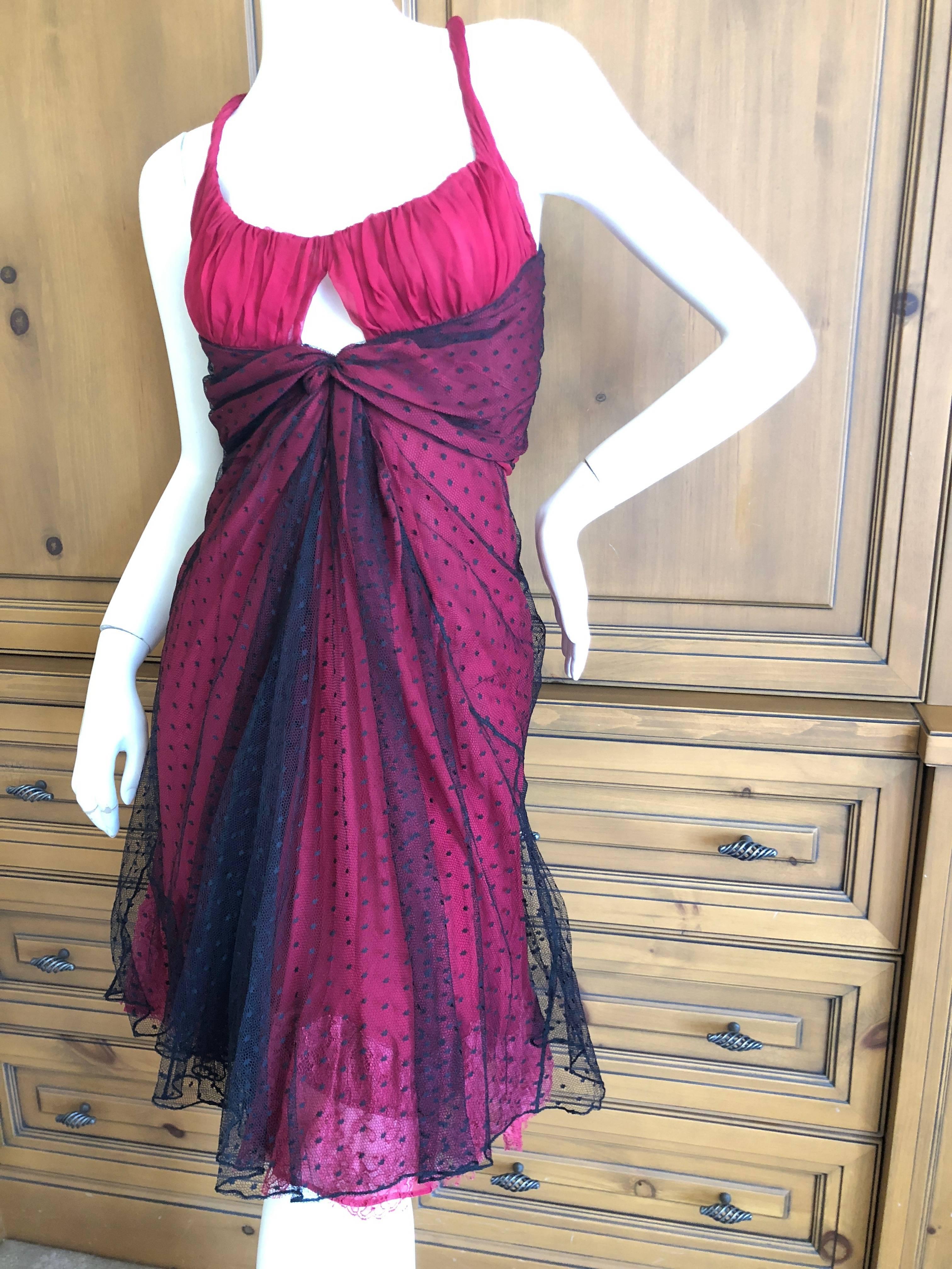 Women's John Galliano Sheer Overlay Point d' Espirit Lace Mini Dress For Sale