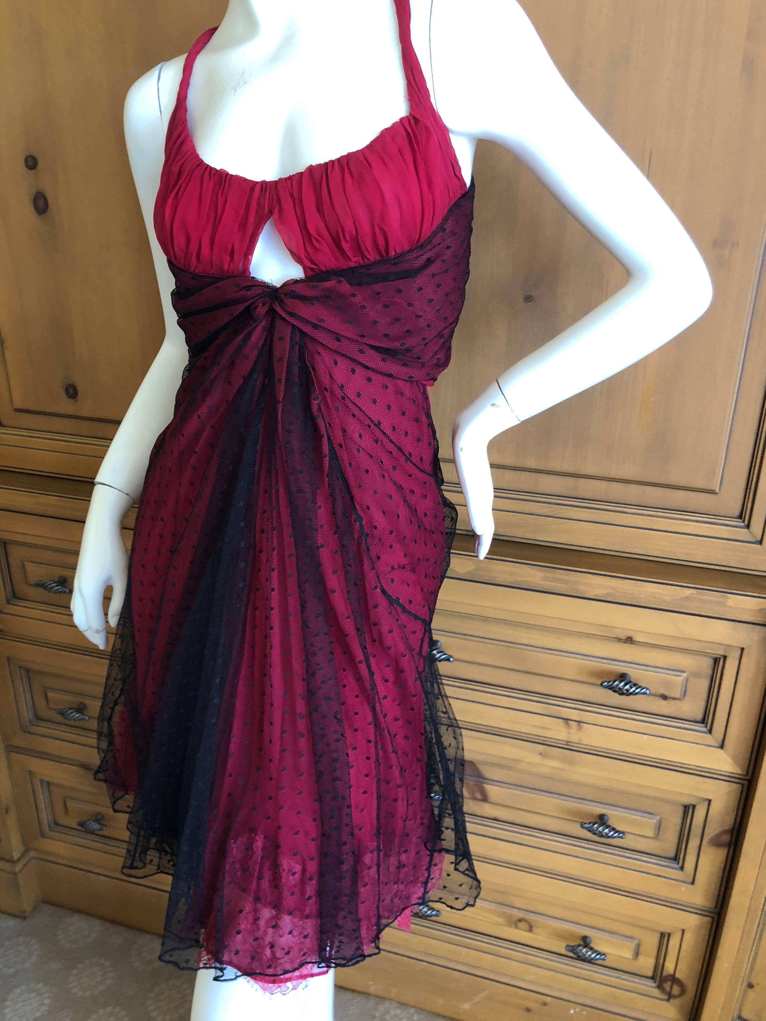 John Galliano Sheer Overlay Point d' Espirit Lace Mini Dress For Sale 3