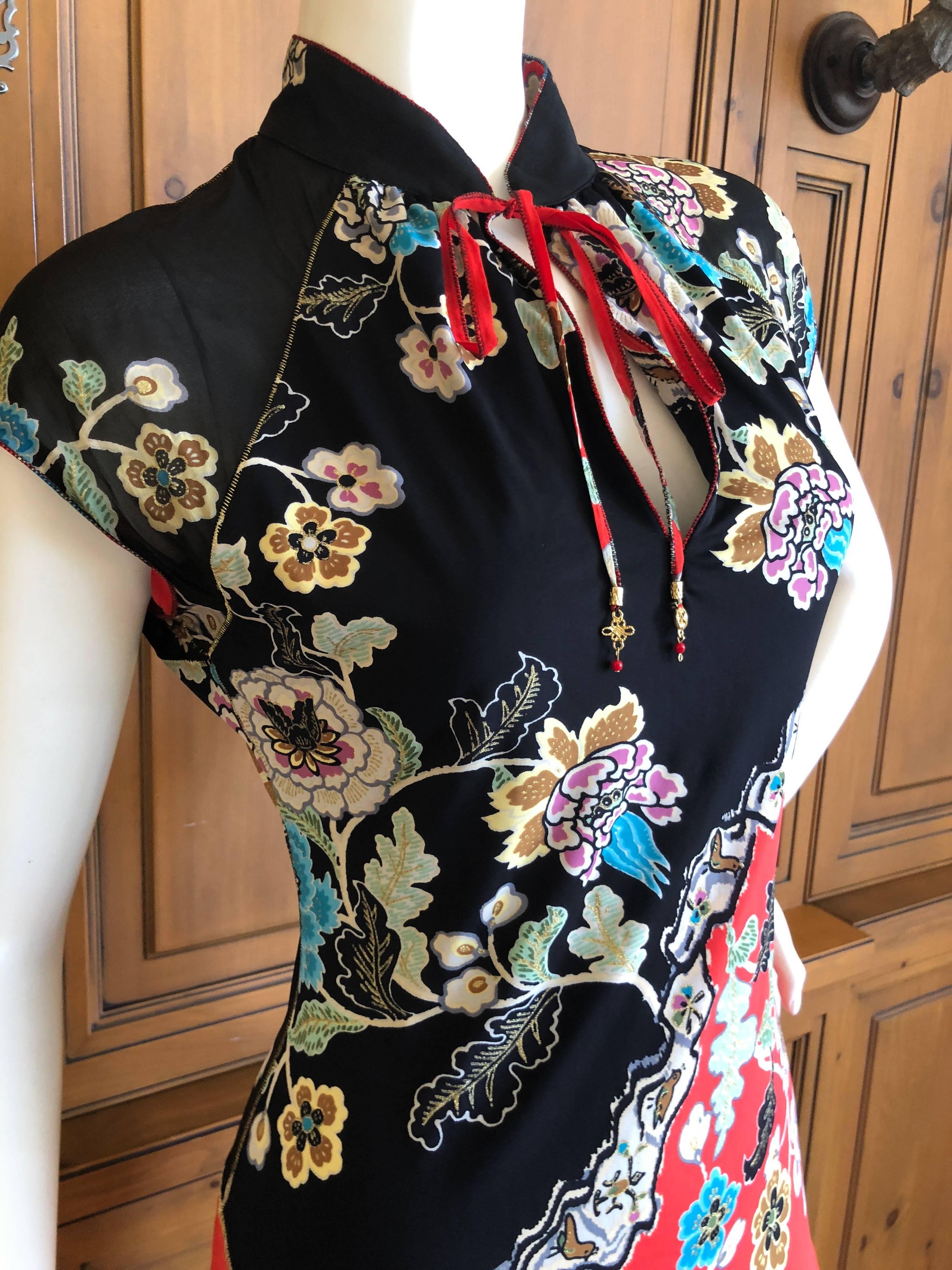 Roberto Cavalli Vintage Cheongsam Style Dress In Excellent Condition For Sale In Cloverdale, CA