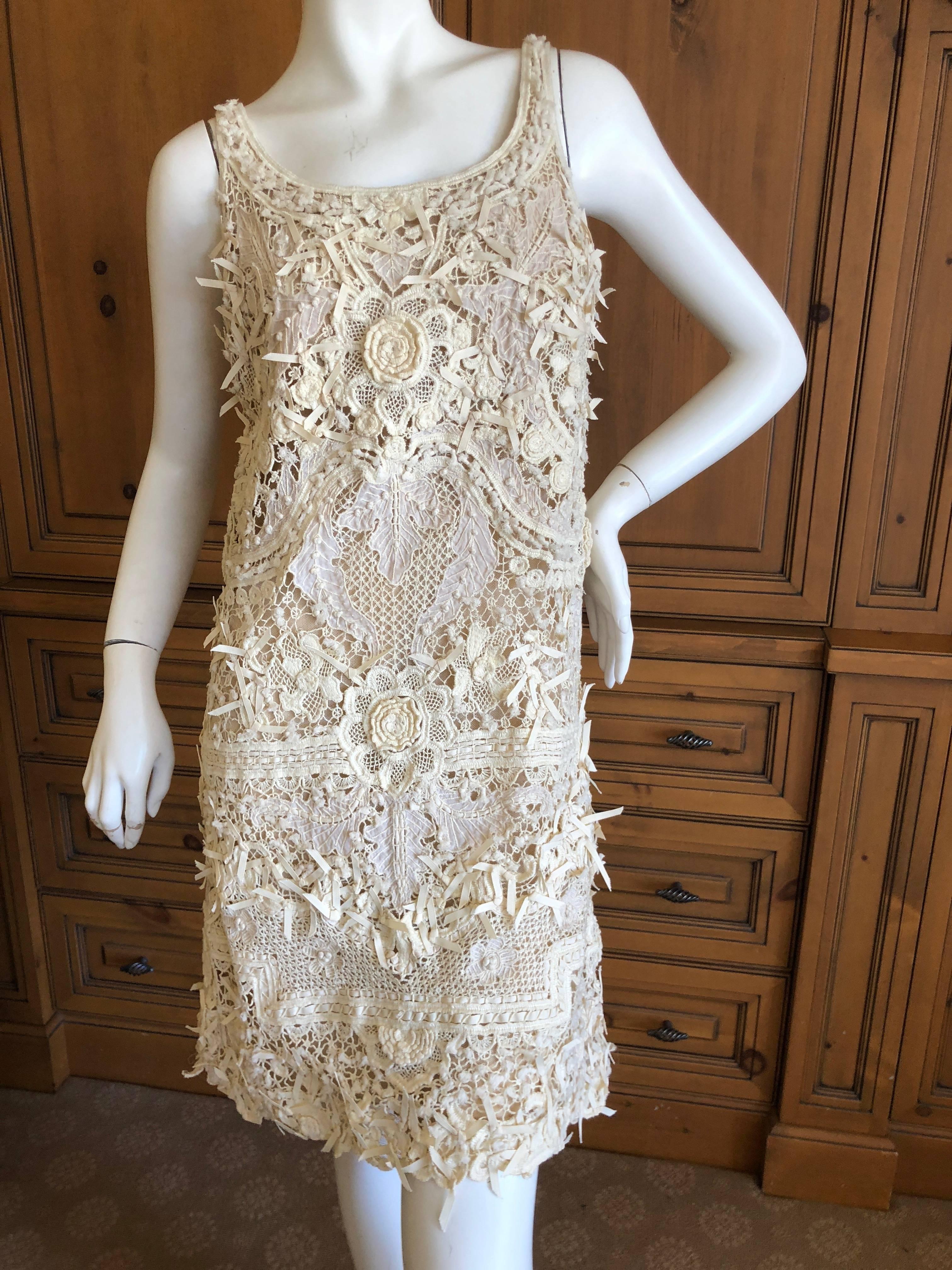 Oscar de la Renta Ivory Richly Embellished Sleeveless Shift Dress.
 Simply Scrumptious 
Size 6
 Bust 36