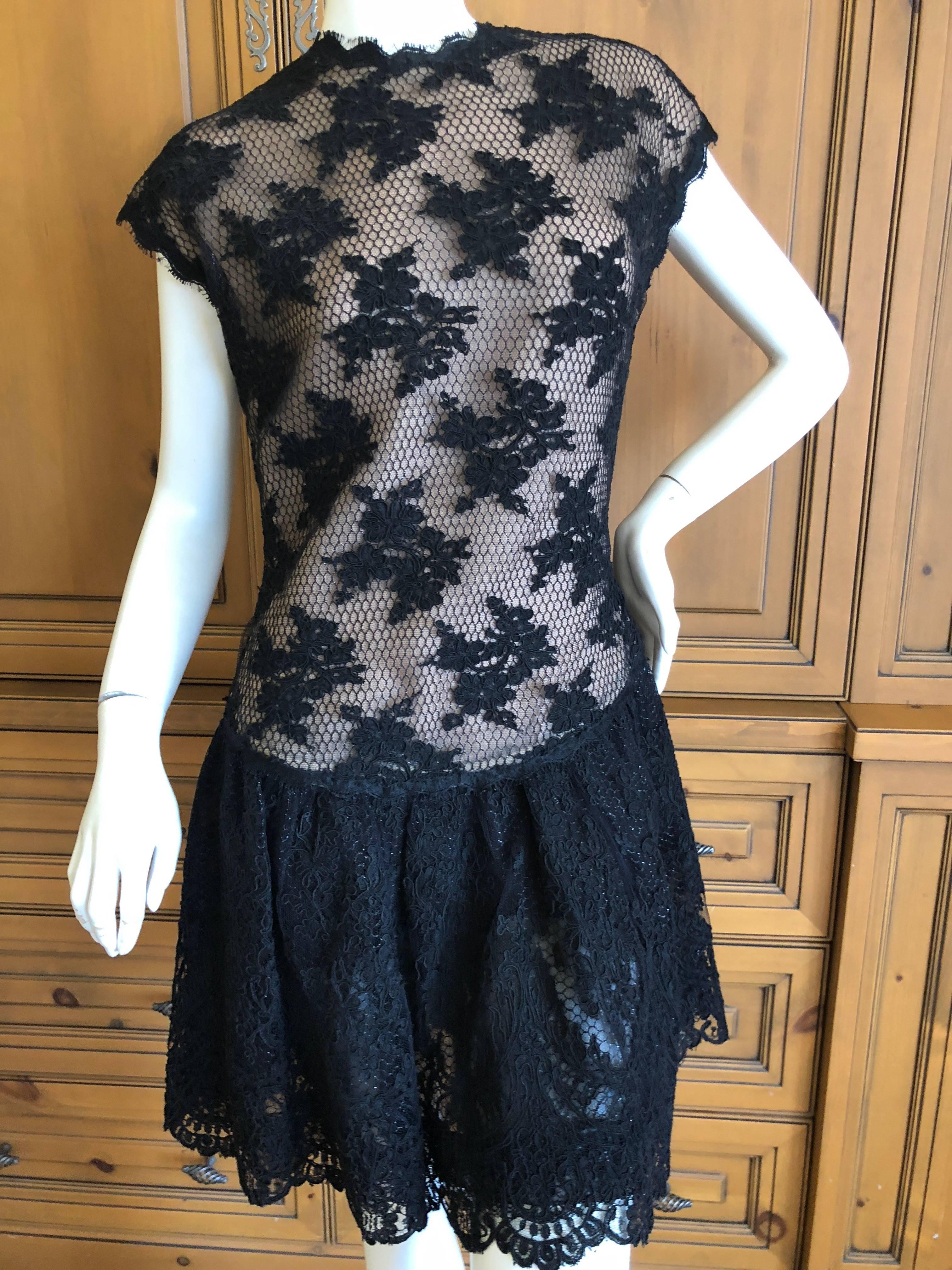 Geoffrey Beene Vintage Metallic Accented Lace Dress with Scallop Edges
Size 8
Bust 36