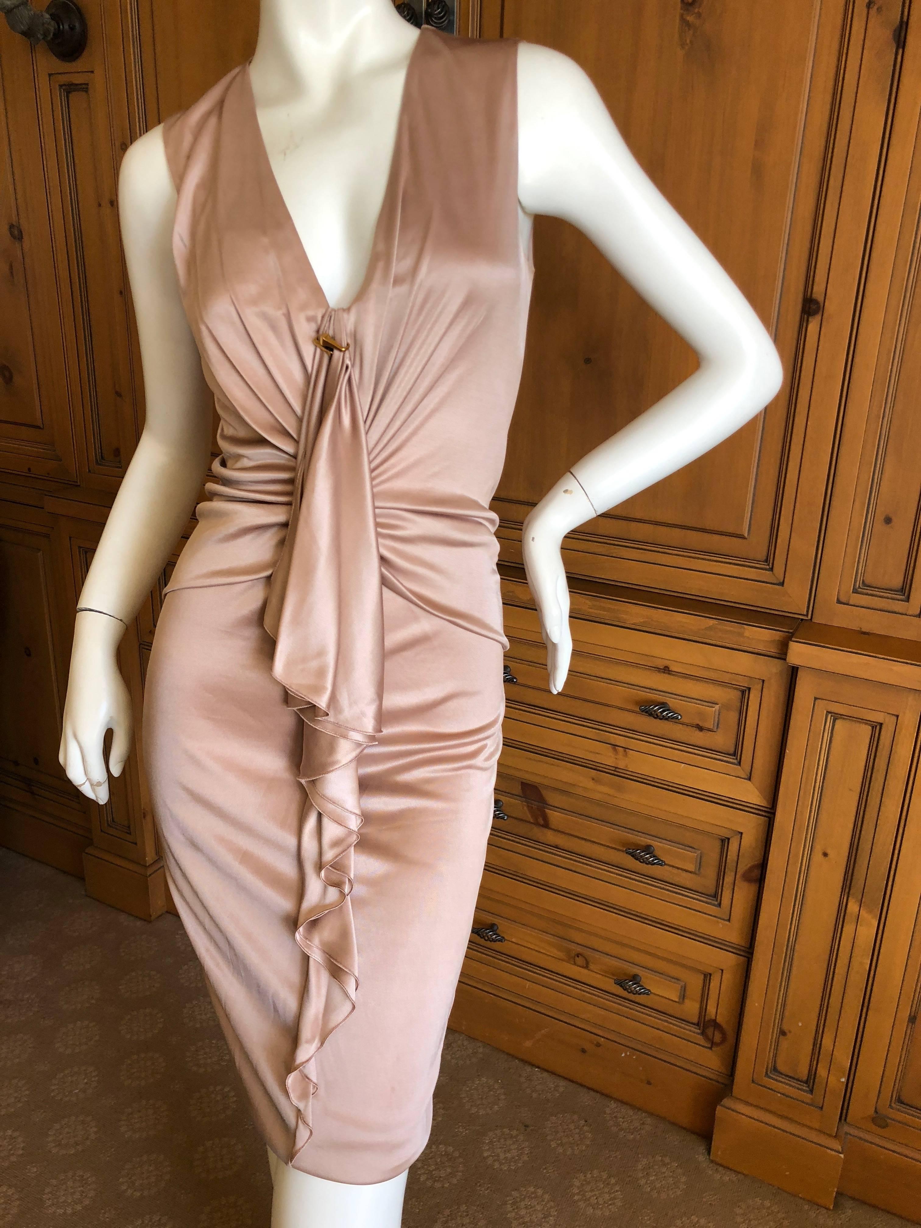 Women's Gucci by Tom Ford Rose Gold Gathered Sleeveless Cocktail Dress For Sale
