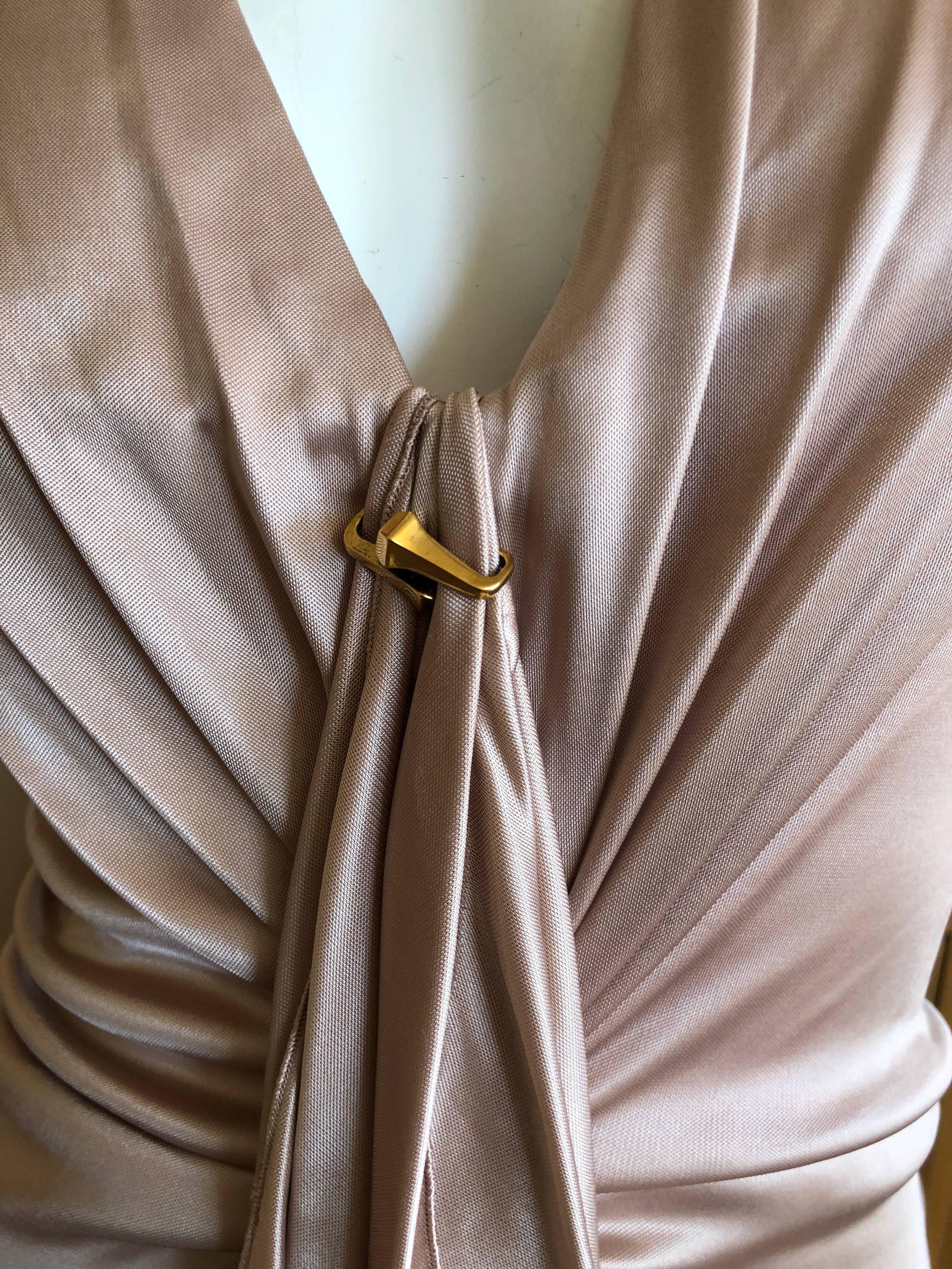 Gucci by Tom Ford Rose Gold Gathered Sleeveless Cocktail Dress For Sale 3
