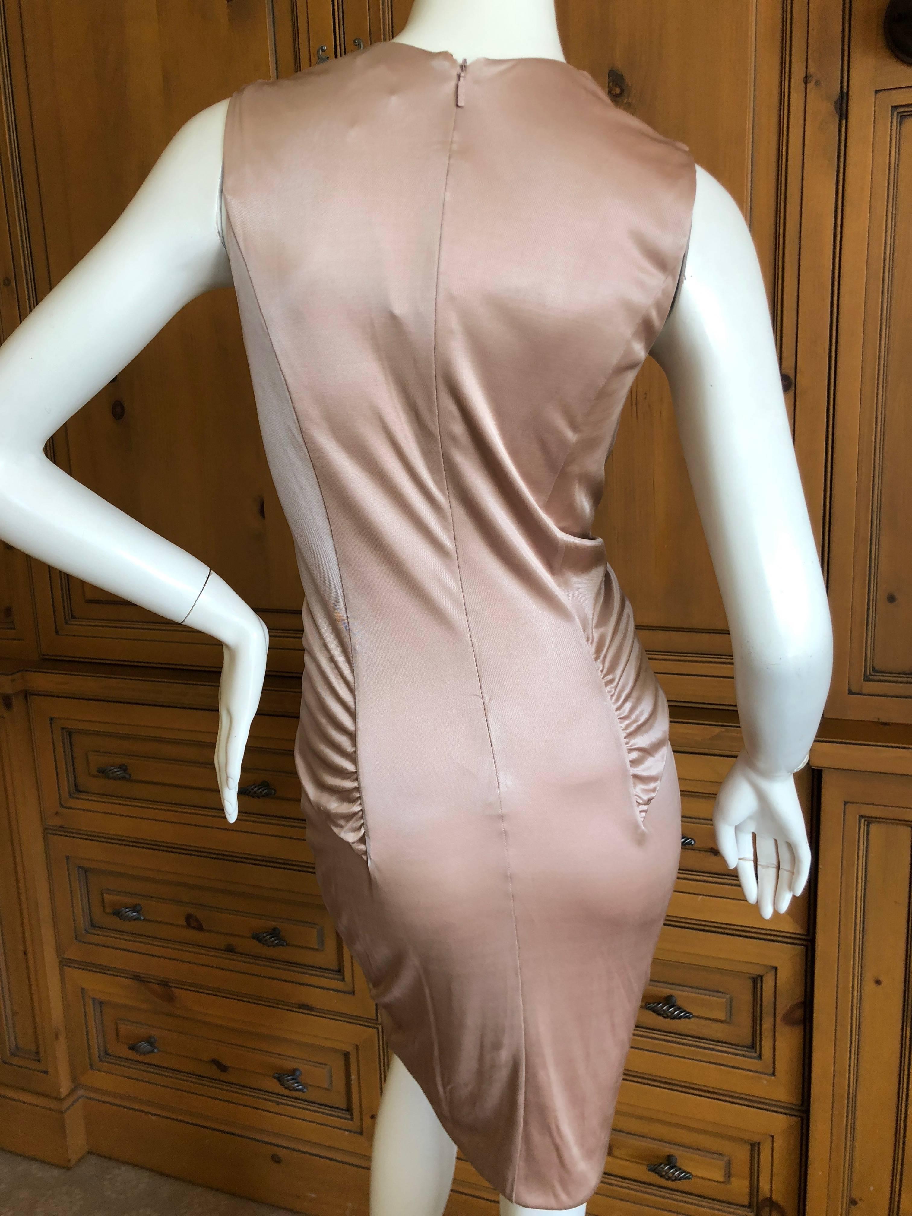 Gucci by Tom Ford Rose Gold Gathered Sleeveless Cocktail Dress For Sale 4