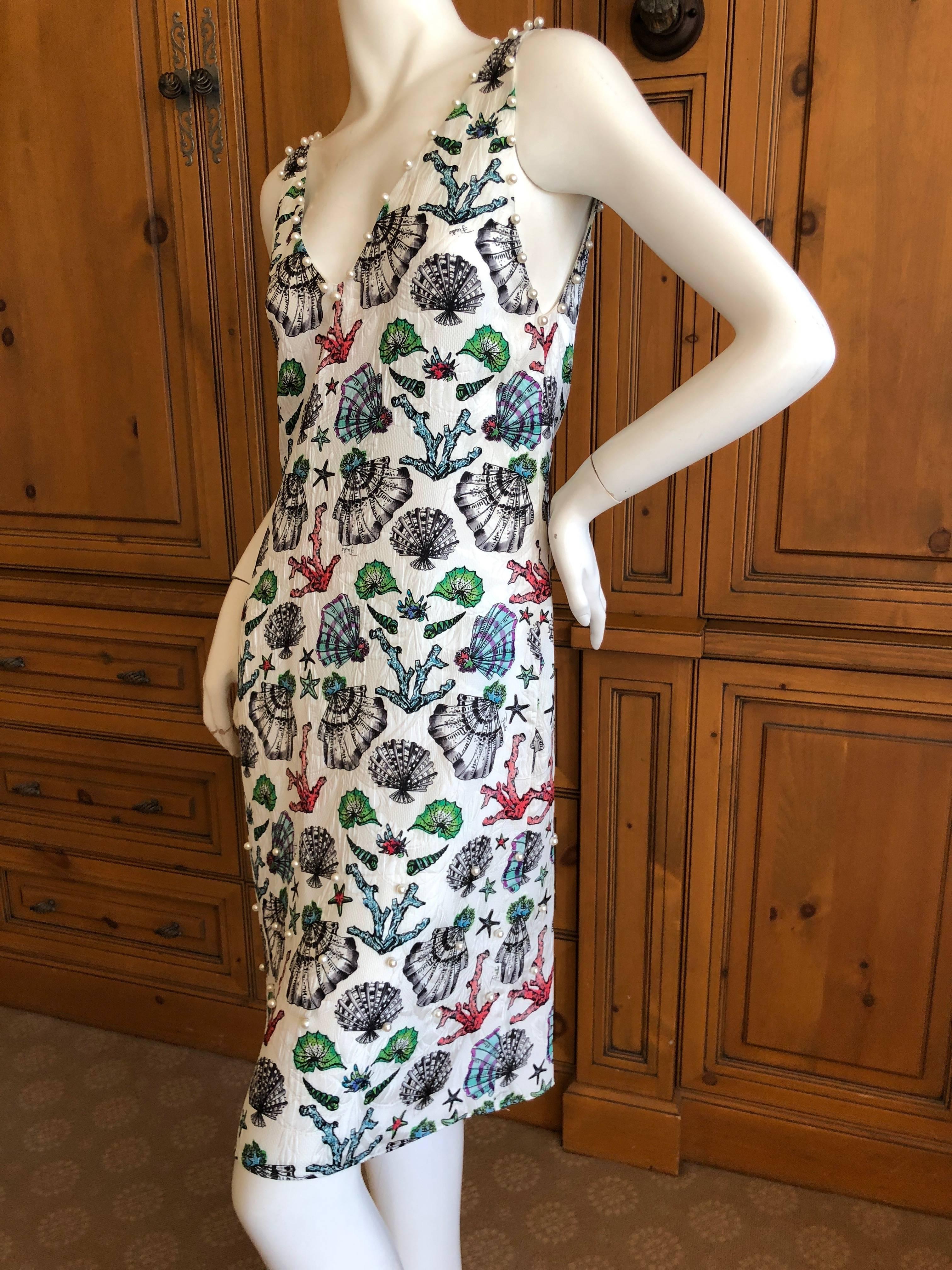 Emilio Pucci Sweet Pearl Trim Silk Seashell Print Day Dress
 This is so sweet.

Size 40
 Bust 36