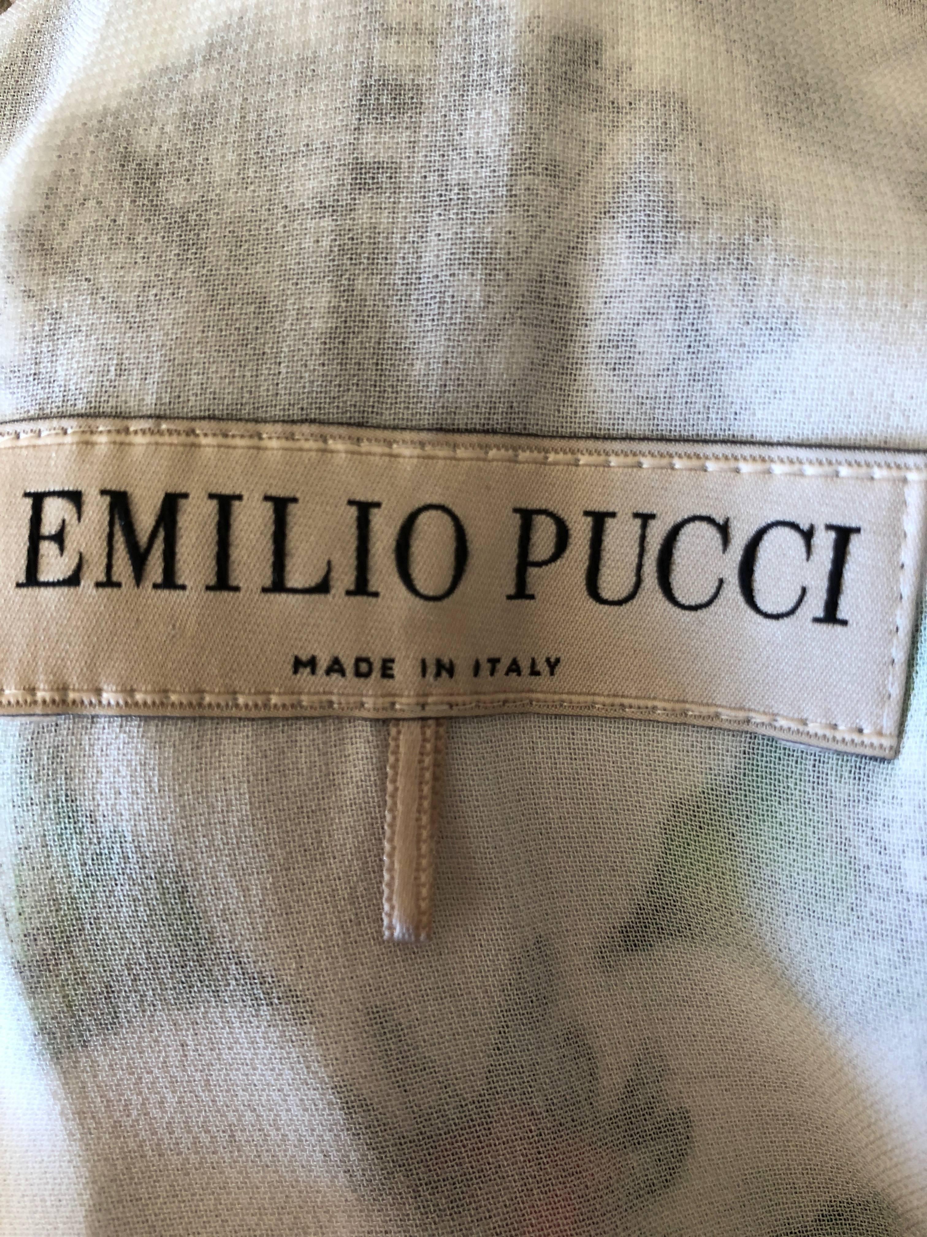 Emilio Pucci Pearl Trim Silk Seashell Print Day Dress For Sale 4