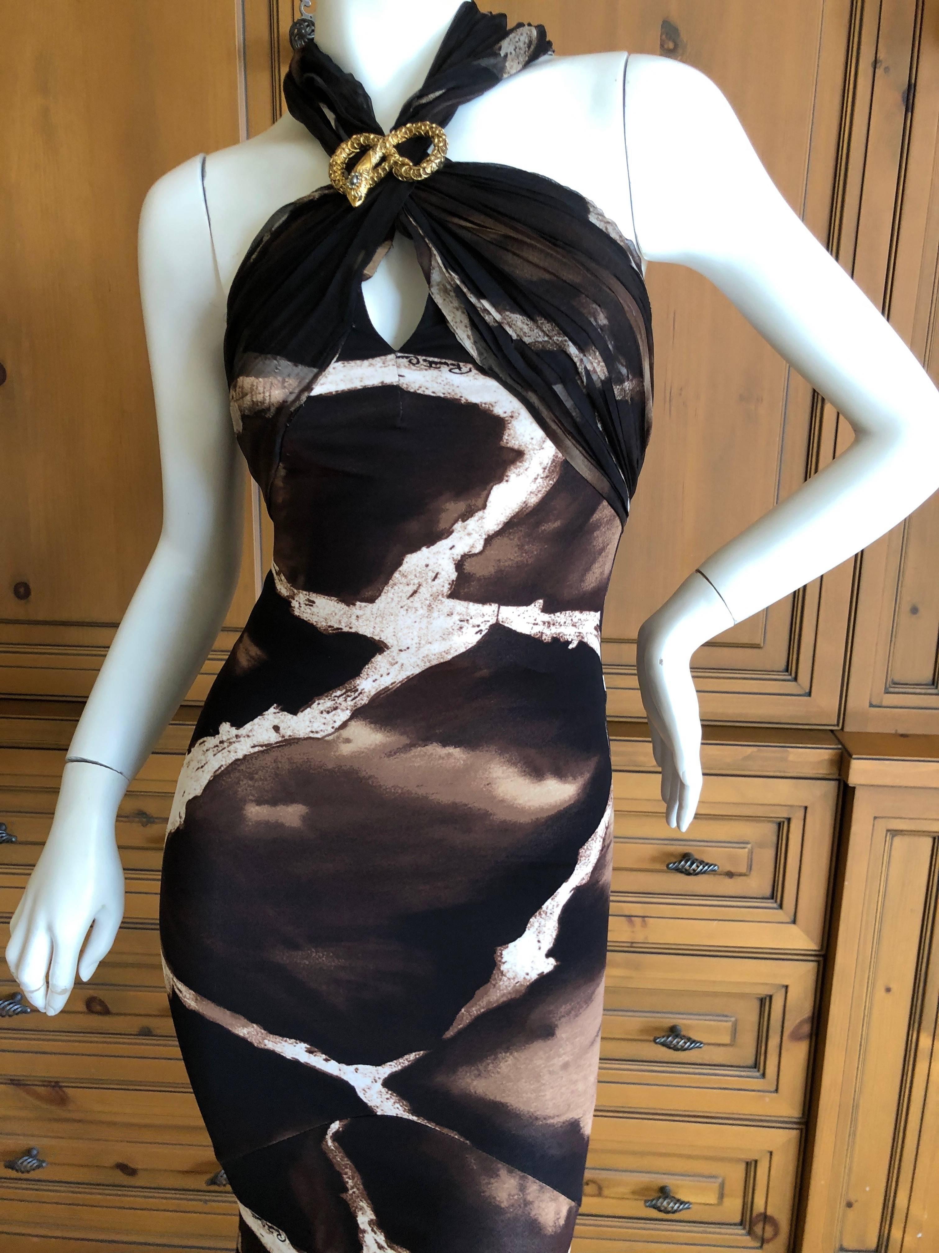 Women's Roberto Cavalli Vintage 1980's Animal Print Evening Dress with Train and Scarf For Sale