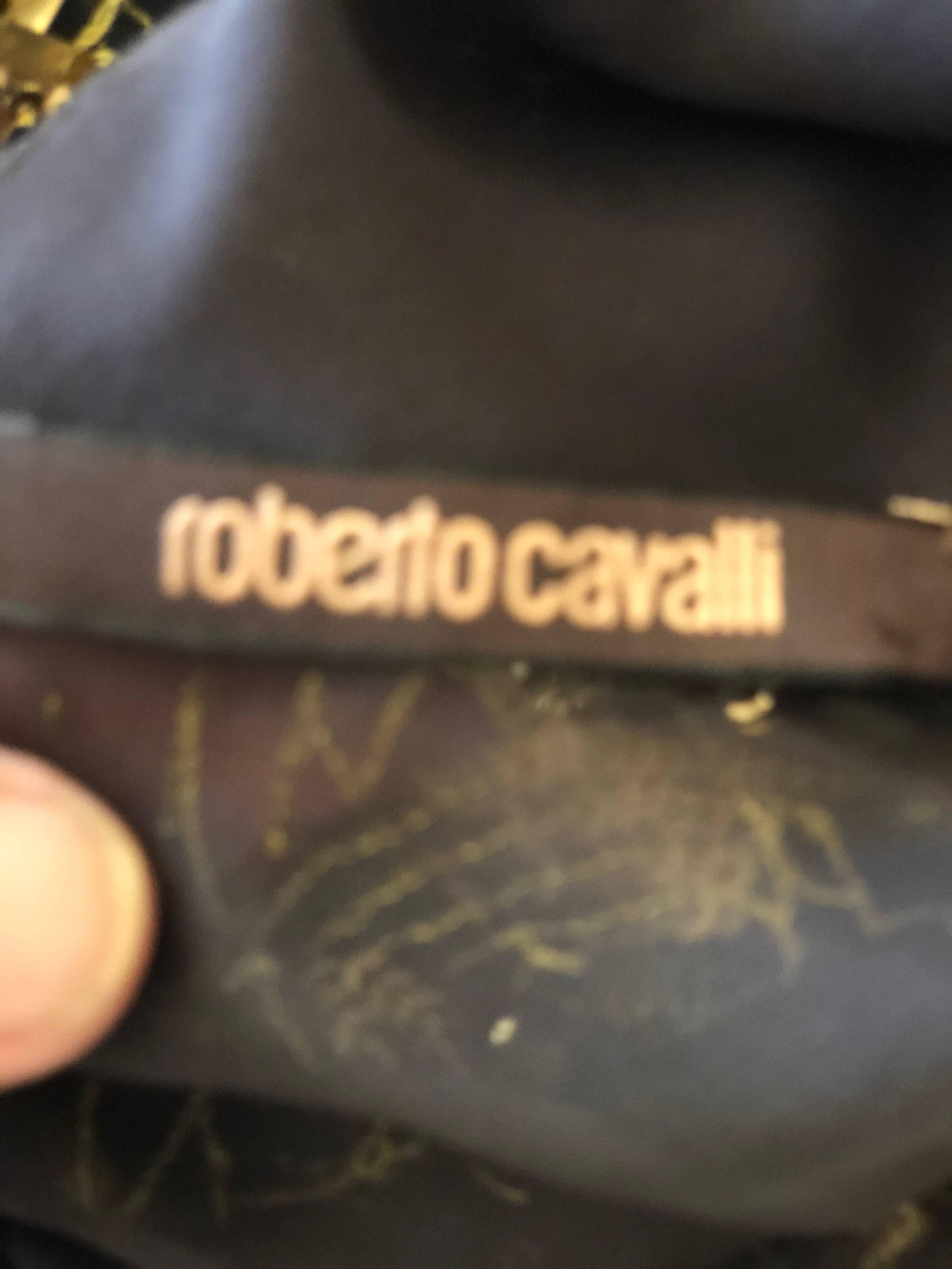 Roberto Cavalli Vintage Black Sheer Back Gold Sequin Embellished Evening Dress 6