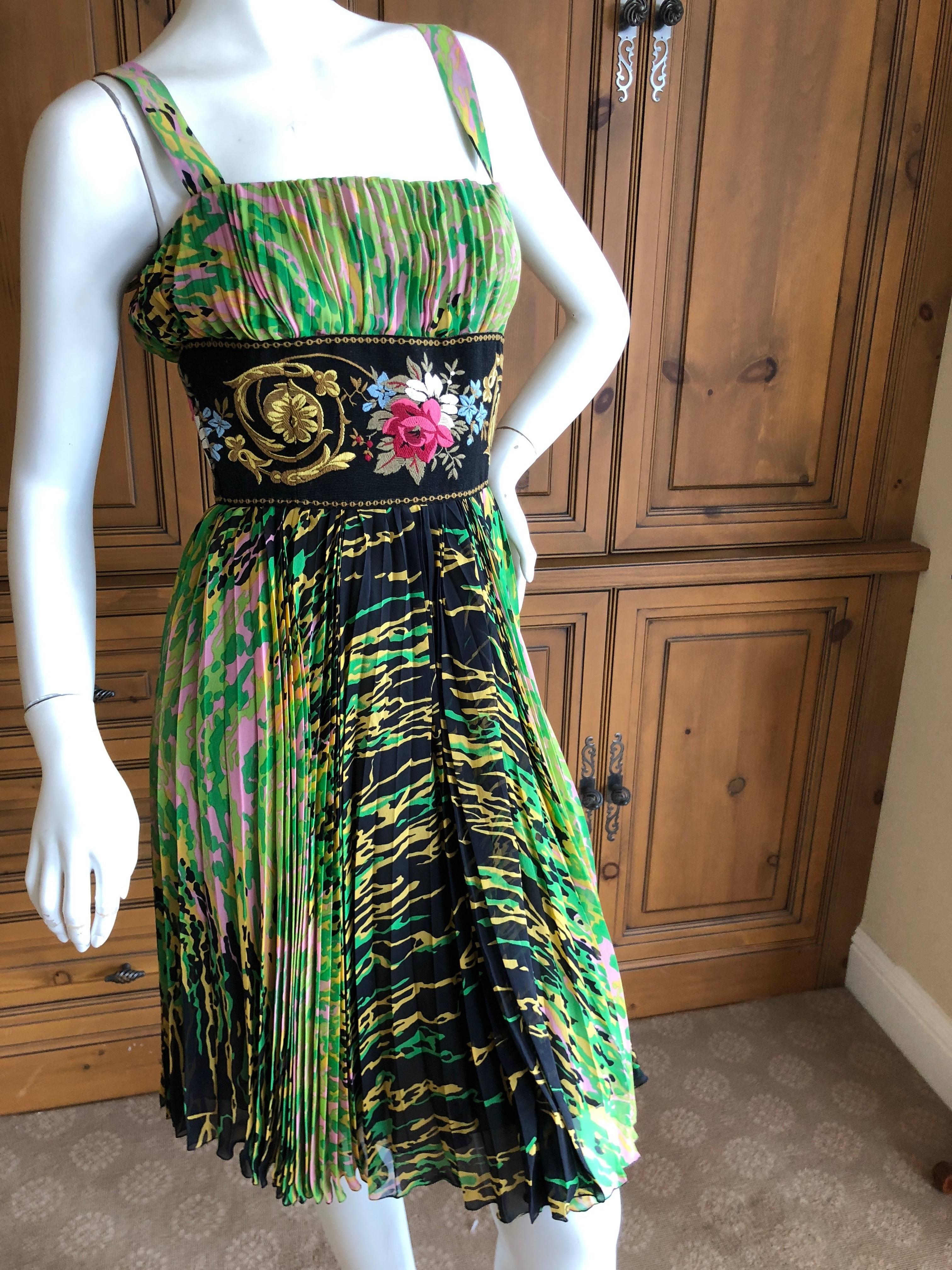 Cardinali for Saks 1970's Pleated Silk Cocktail Dress & Matching Bolero In Good Condition For Sale In Cloverdale, CA
