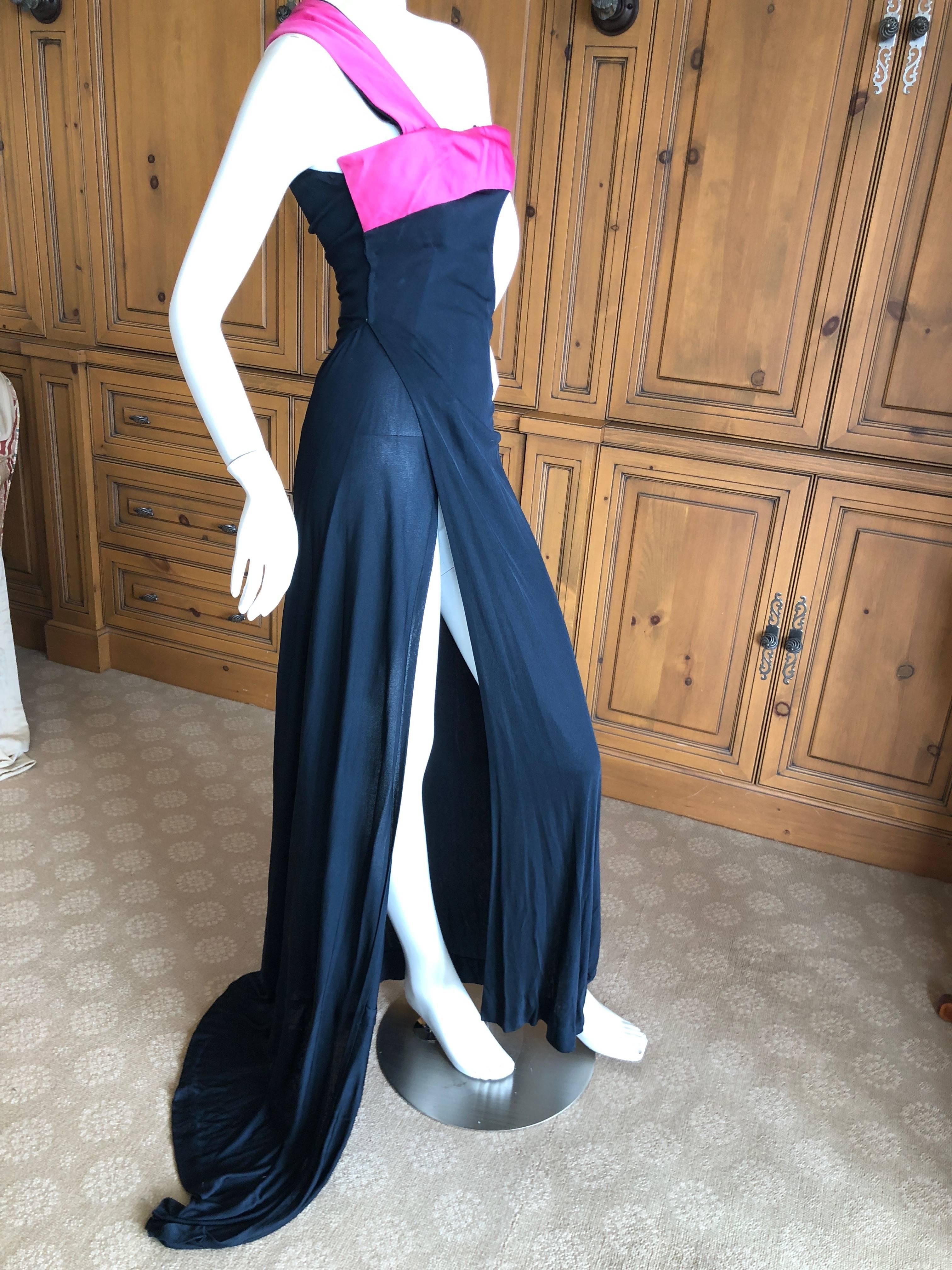 Cardinali 1975 Silk One Shoulder Evening Dress w High Slit and Matching Jacket In Good Condition For Sale In Cloverdale, CA