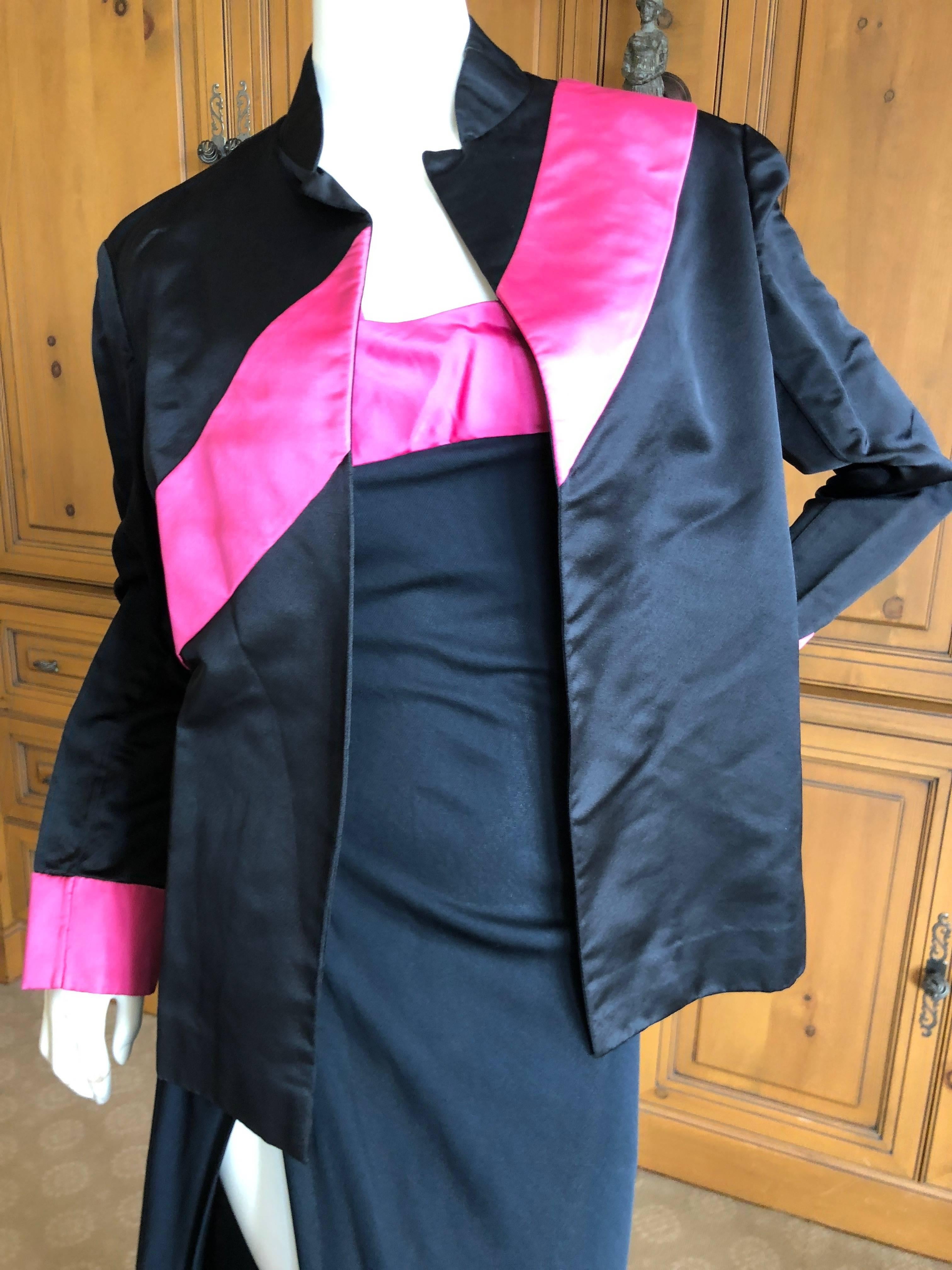 Cardinali 1975 Silk One Shoulder Evening Dress w High Slit and Matching Jacket For Sale 2
