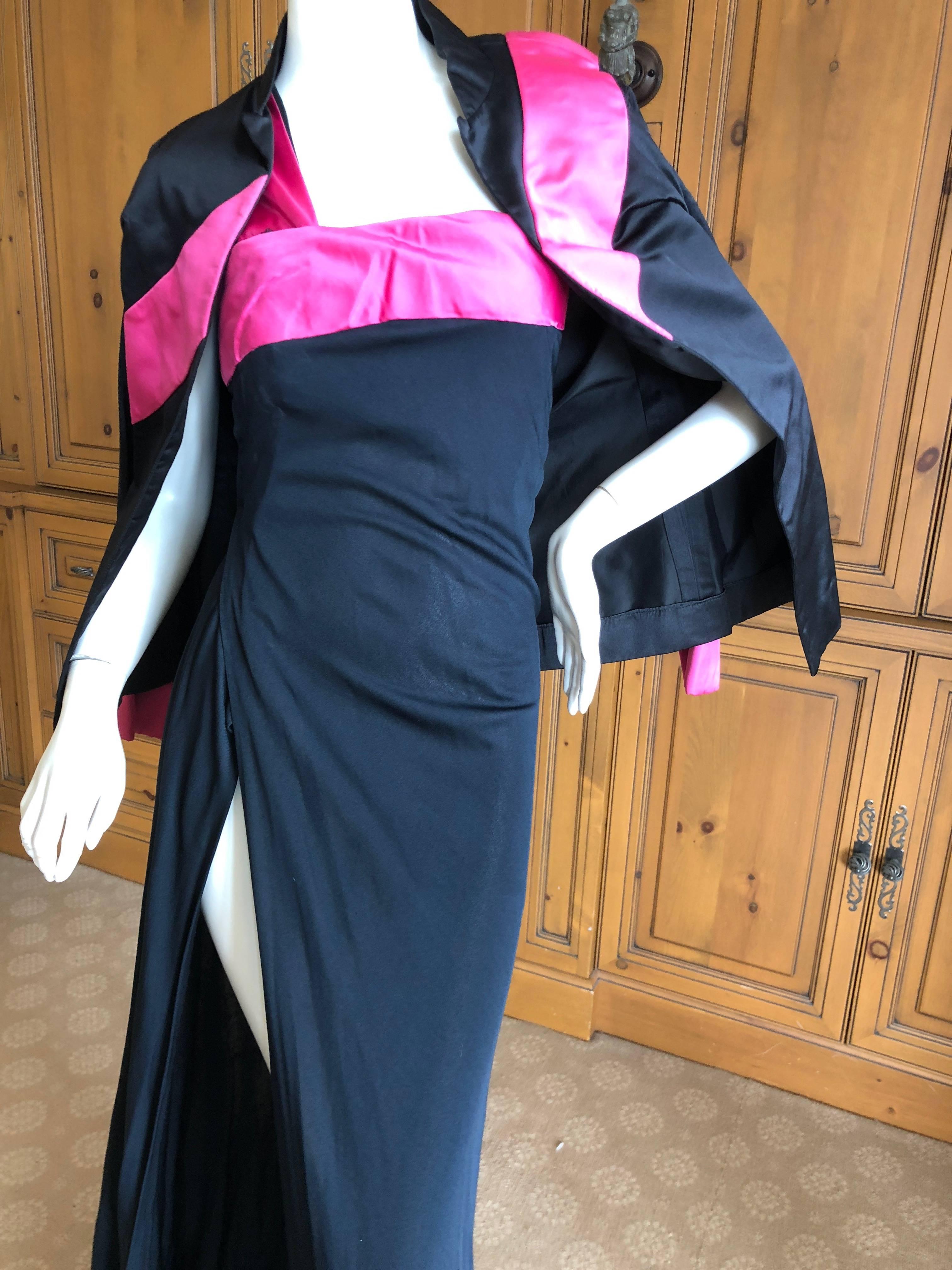 Cardinali 1975 Silk One Shoulder Evening Dress w High Slit and Matching Jacket For Sale 4