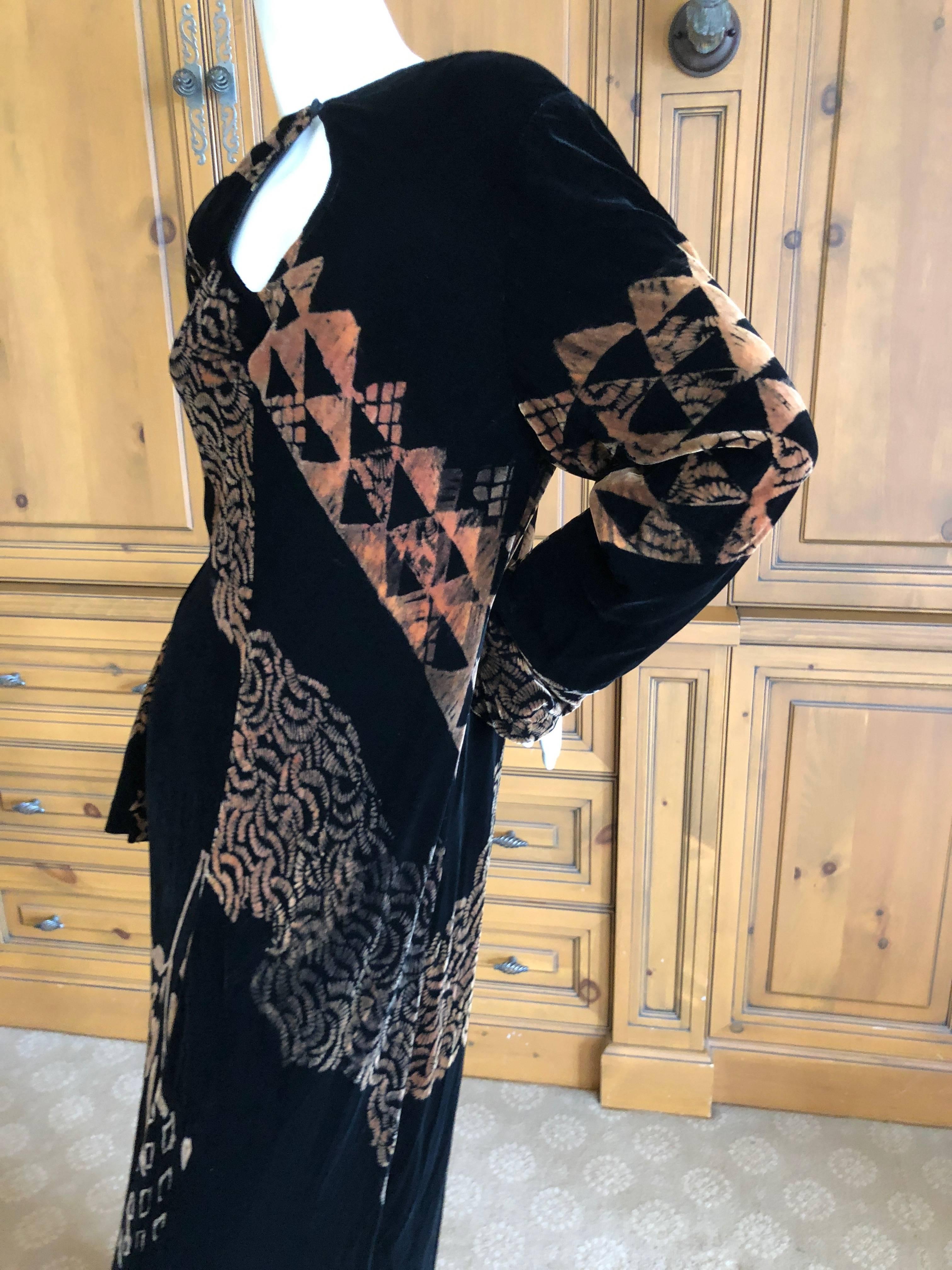 Cardinali Gold and Black Velvet Evening Dress with Keyhole, 1970s  For Sale 2