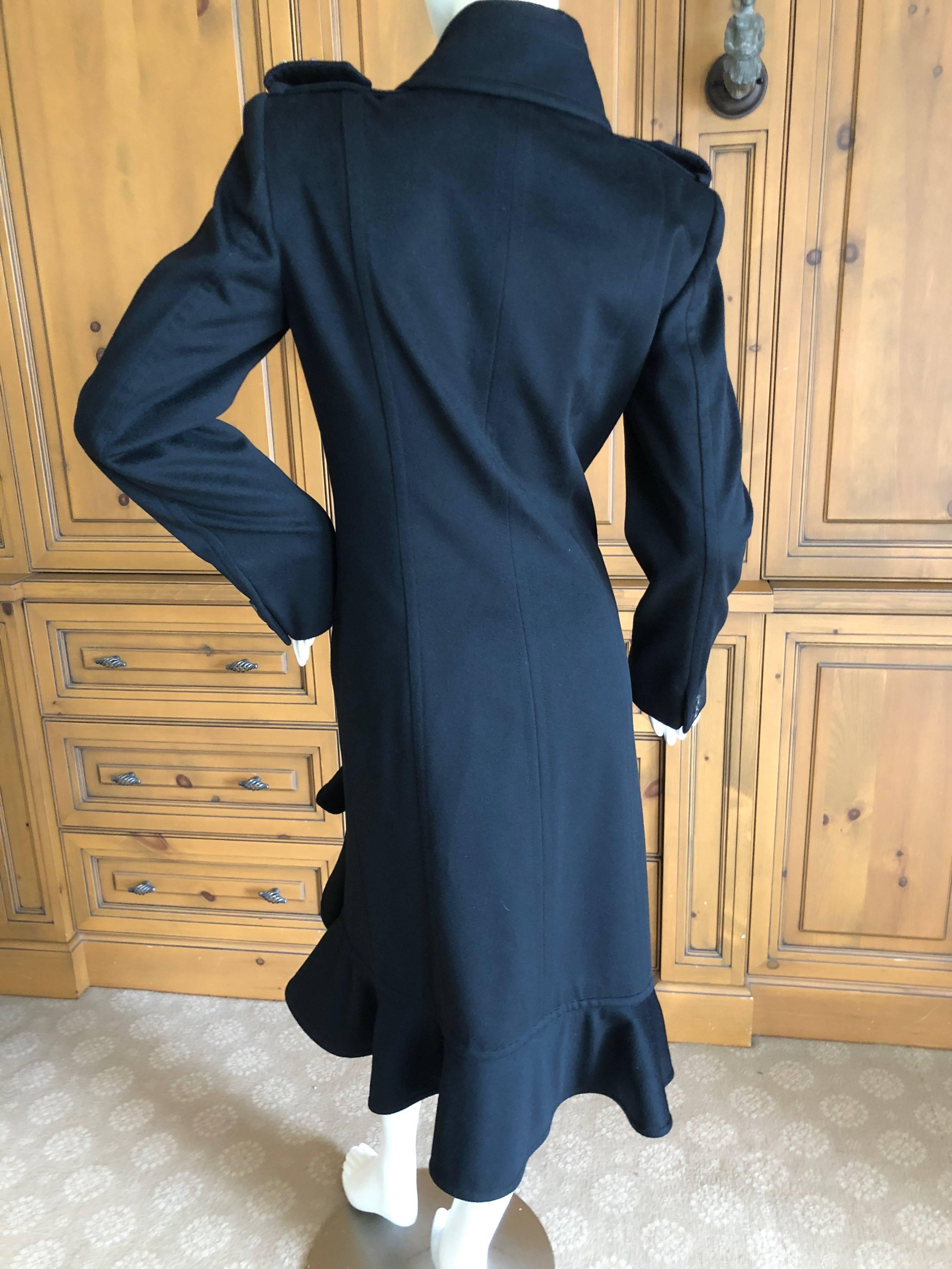 Yves Saint Laurent by Tom Ford Black Wool Ruffle Front Coat from Fall 2004 For Sale 2
