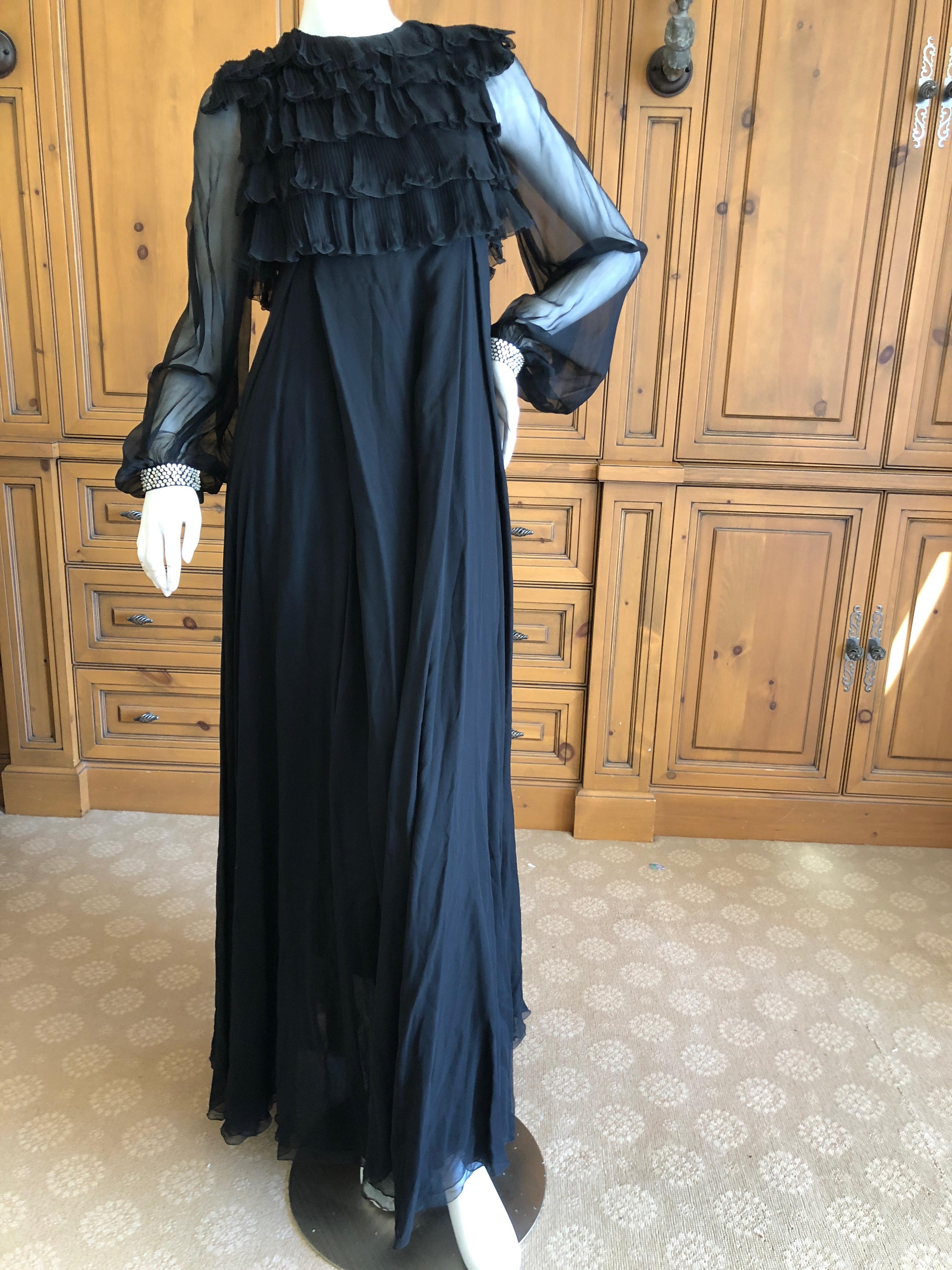 Cardinali 1970's Black Silk Evening Dress with Palazzo Pants
From the Archive of Marilyn Lewis, the creator of Cardinali
Cardinali was founded in Los Angeles in 1970, by Marilyn Lewis, who had already found success as the founder and owner of the