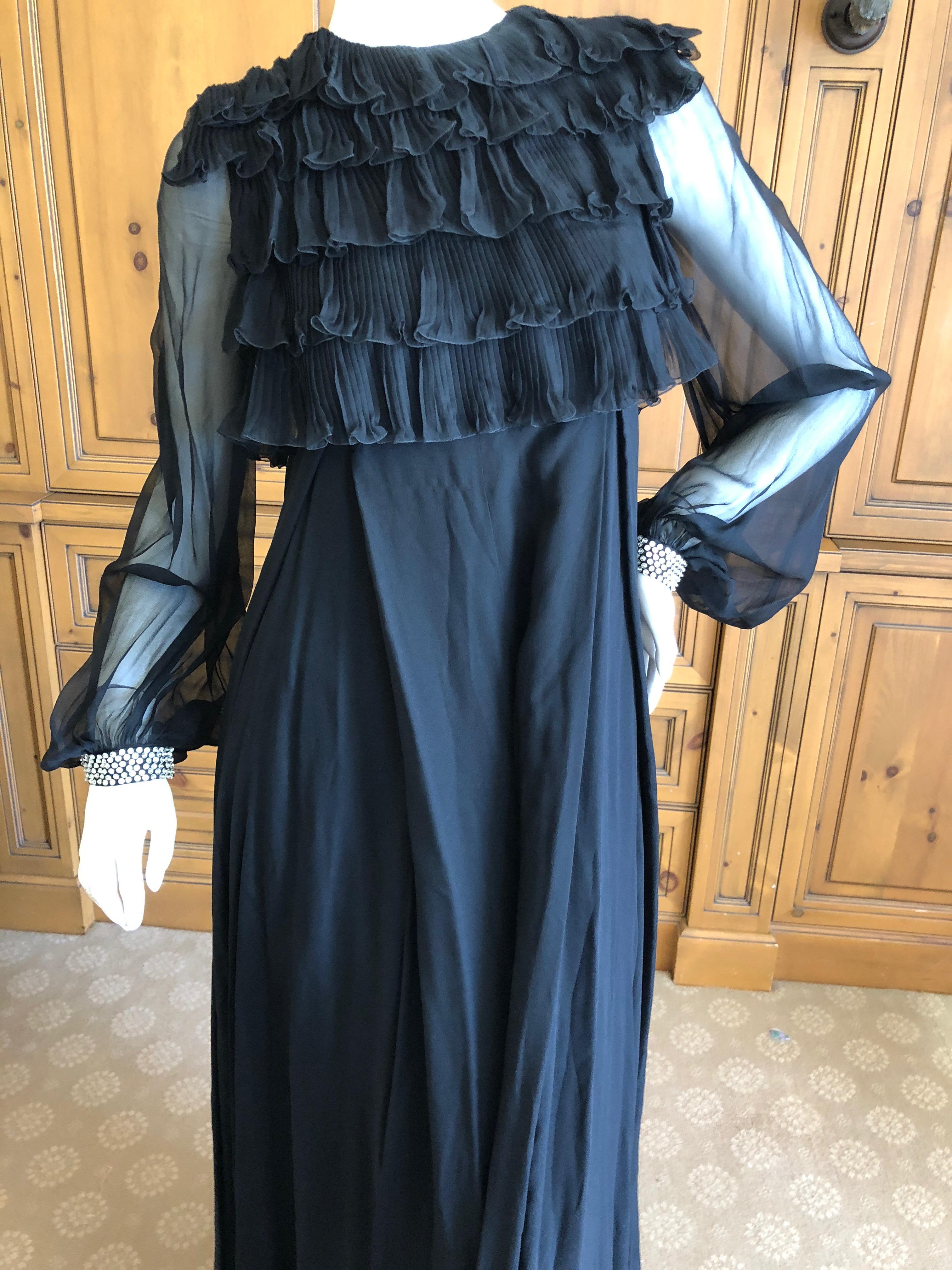 Cardinali 1970's Black Silk Evening Dress with Palazzo Pants In Good Condition For Sale In Cloverdale, CA