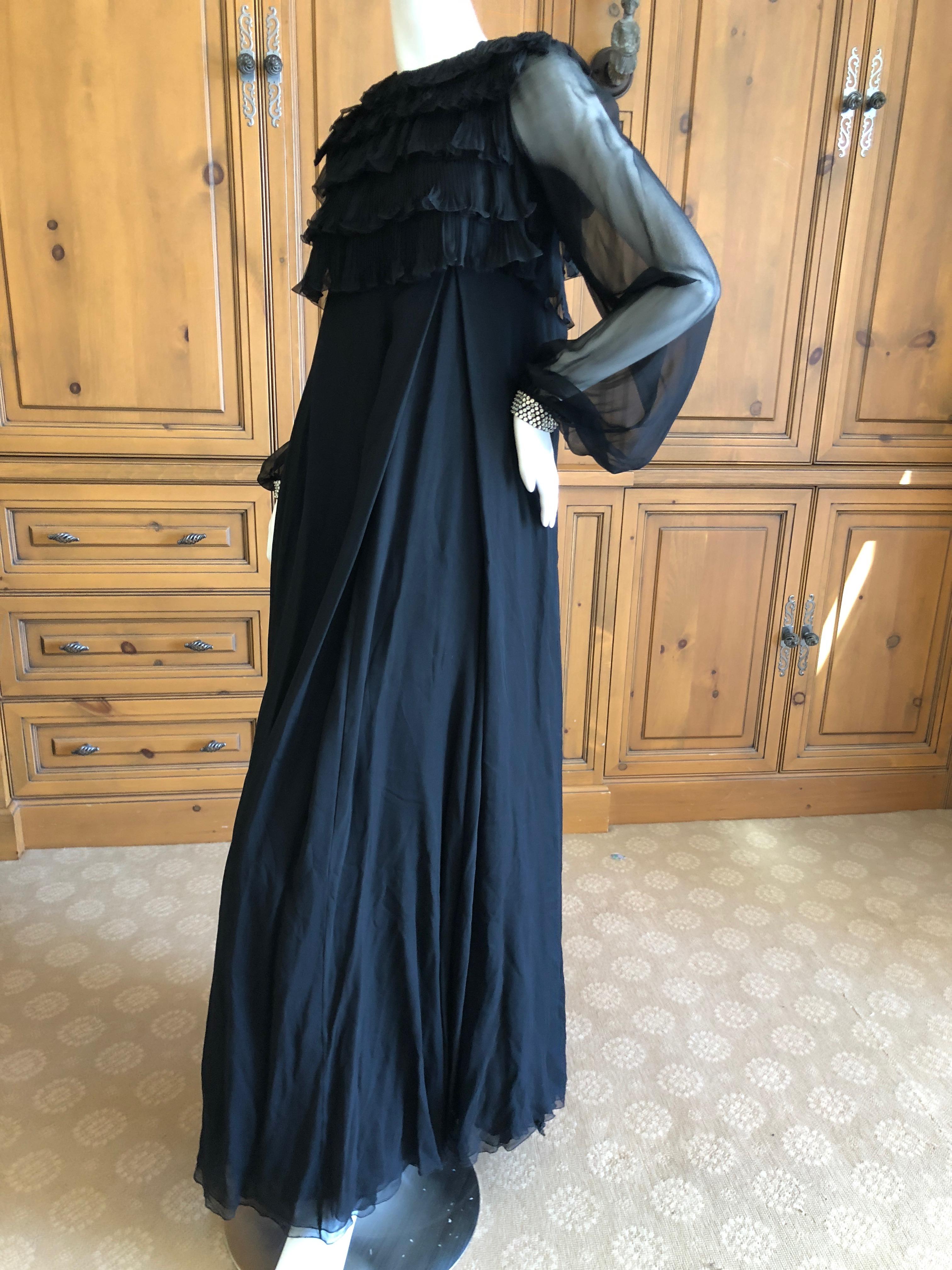 Women's Cardinali 1970's Black Silk Evening Dress with Palazzo Pants For Sale