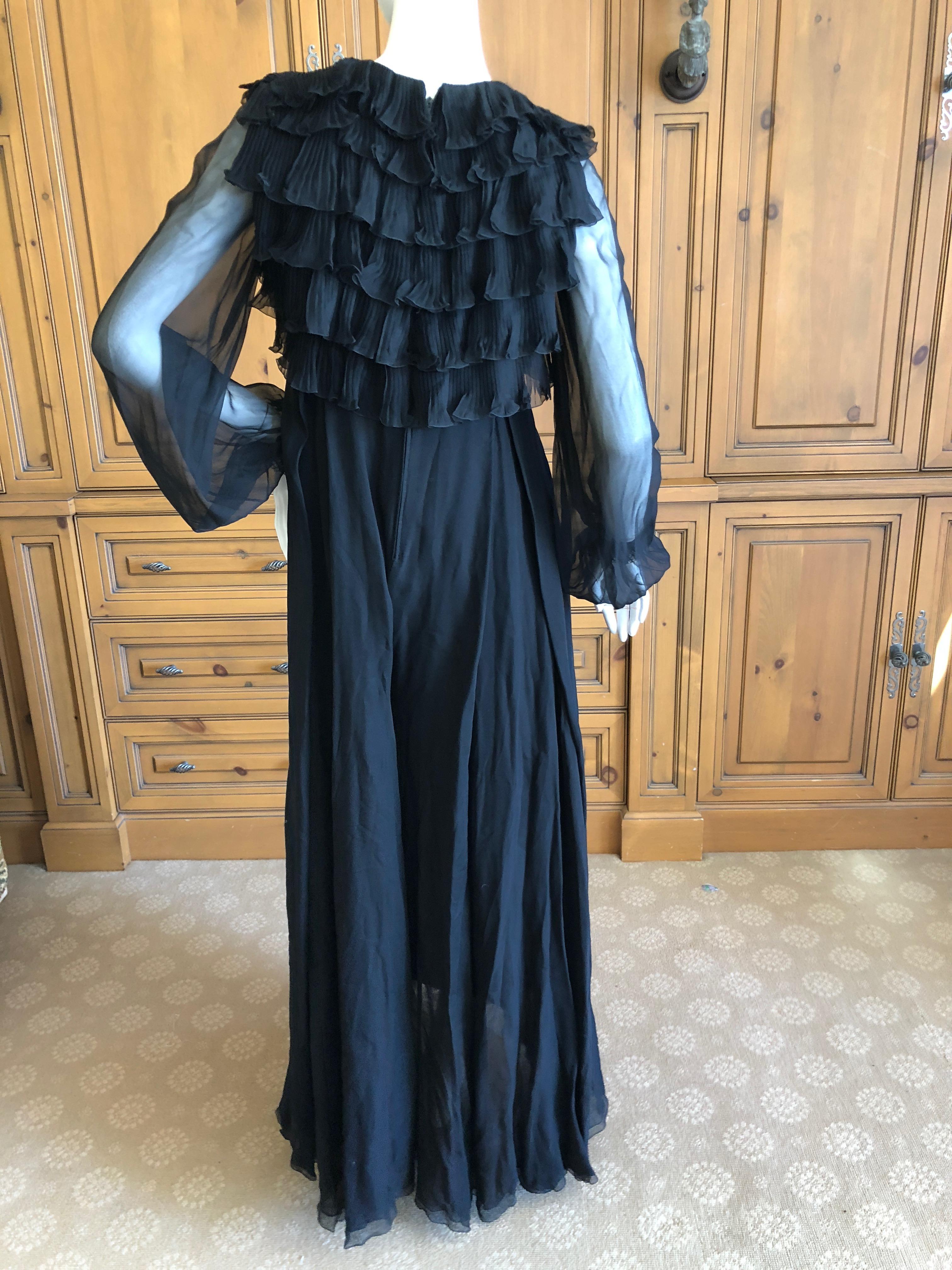 Cardinali 1970's Black Silk Evening Dress with Palazzo Pants For Sale 1
