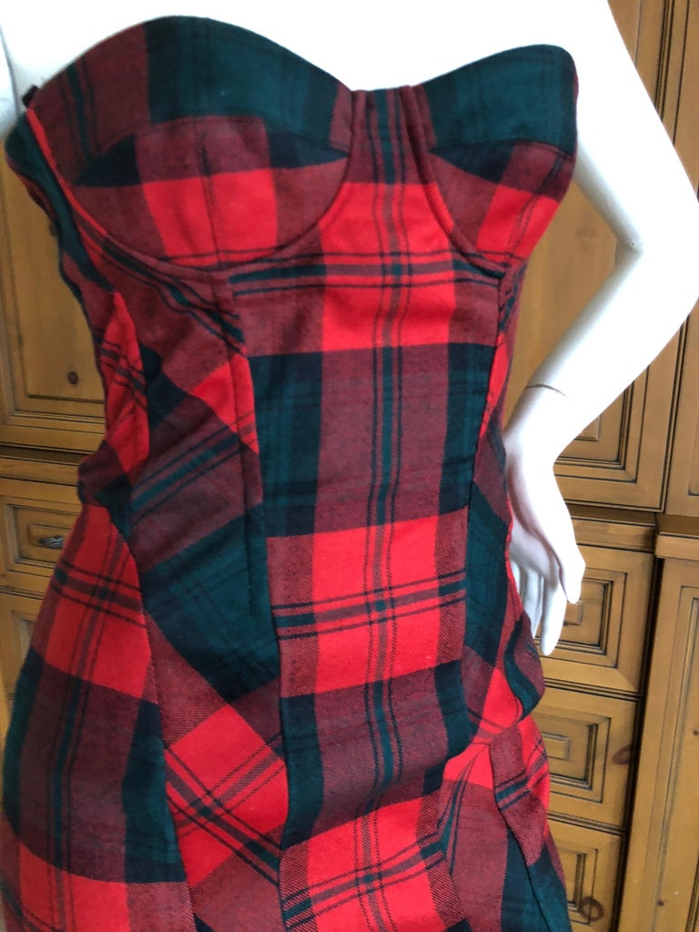 Dolce and Gabbana D&G Vintage Plaid Cocktail Mini Dress For Sale at 1stDibs