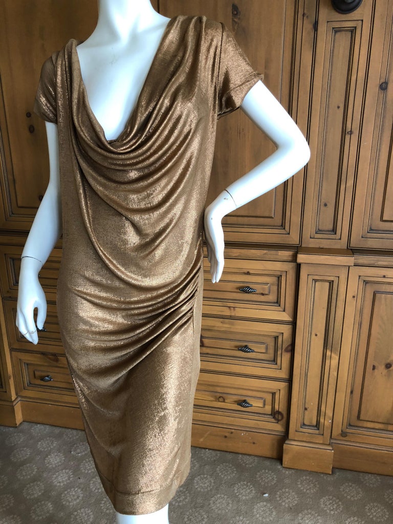 Vivienne Westwood Anglomania Metallic Copper Draped Dress Size L
