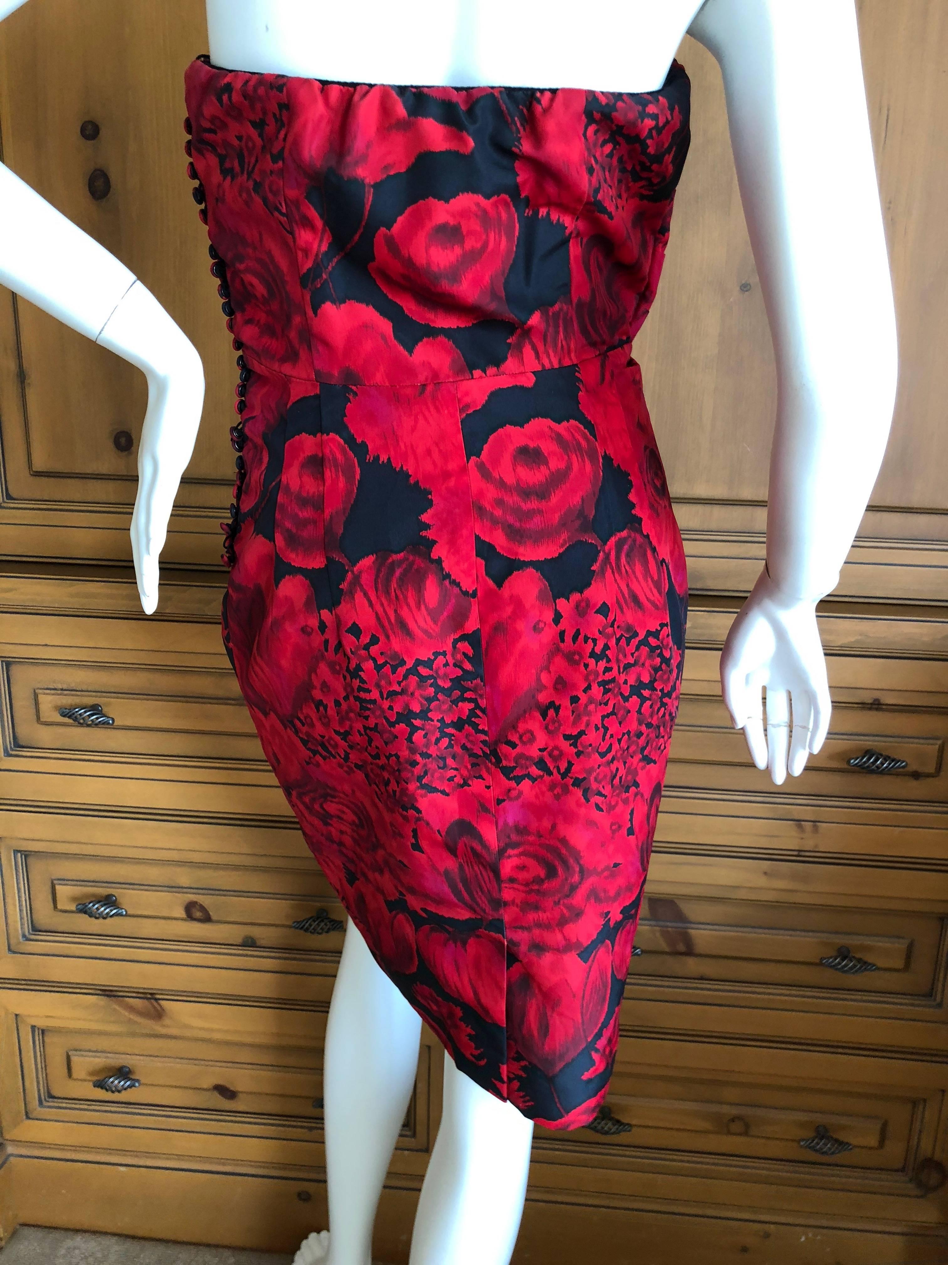 Christian Dior by John Galliano Red Floral Strapless Dress, Pre Fall 2009  For Sale 4