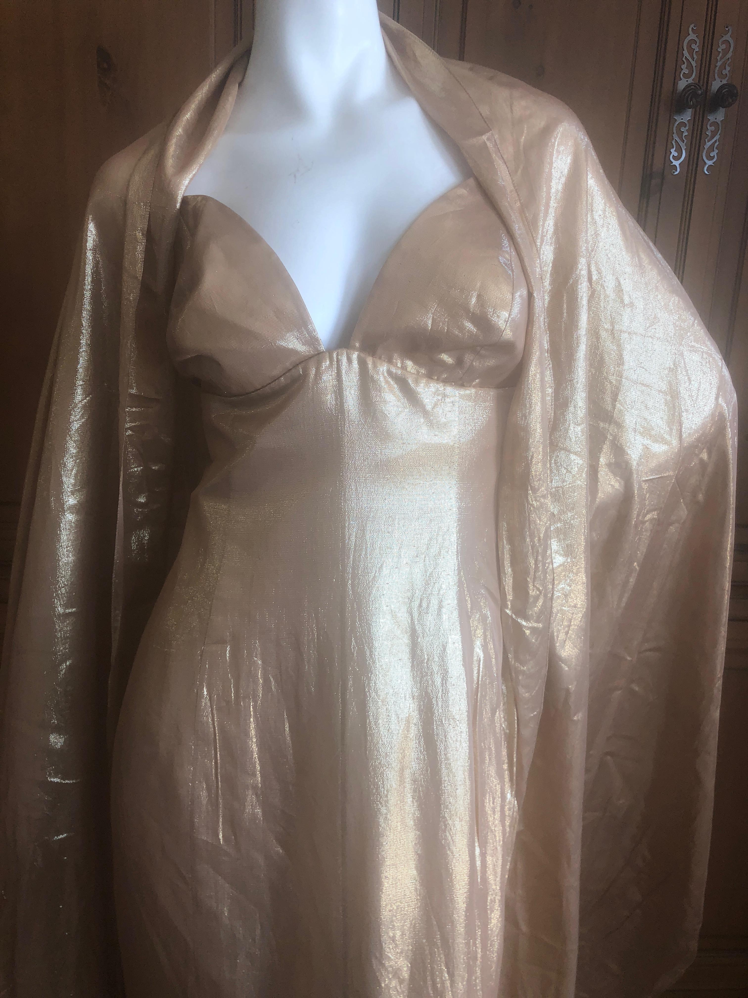 Women's Jacques Fath Vintage Golden Halter Evening Dress with Shawl For Sale