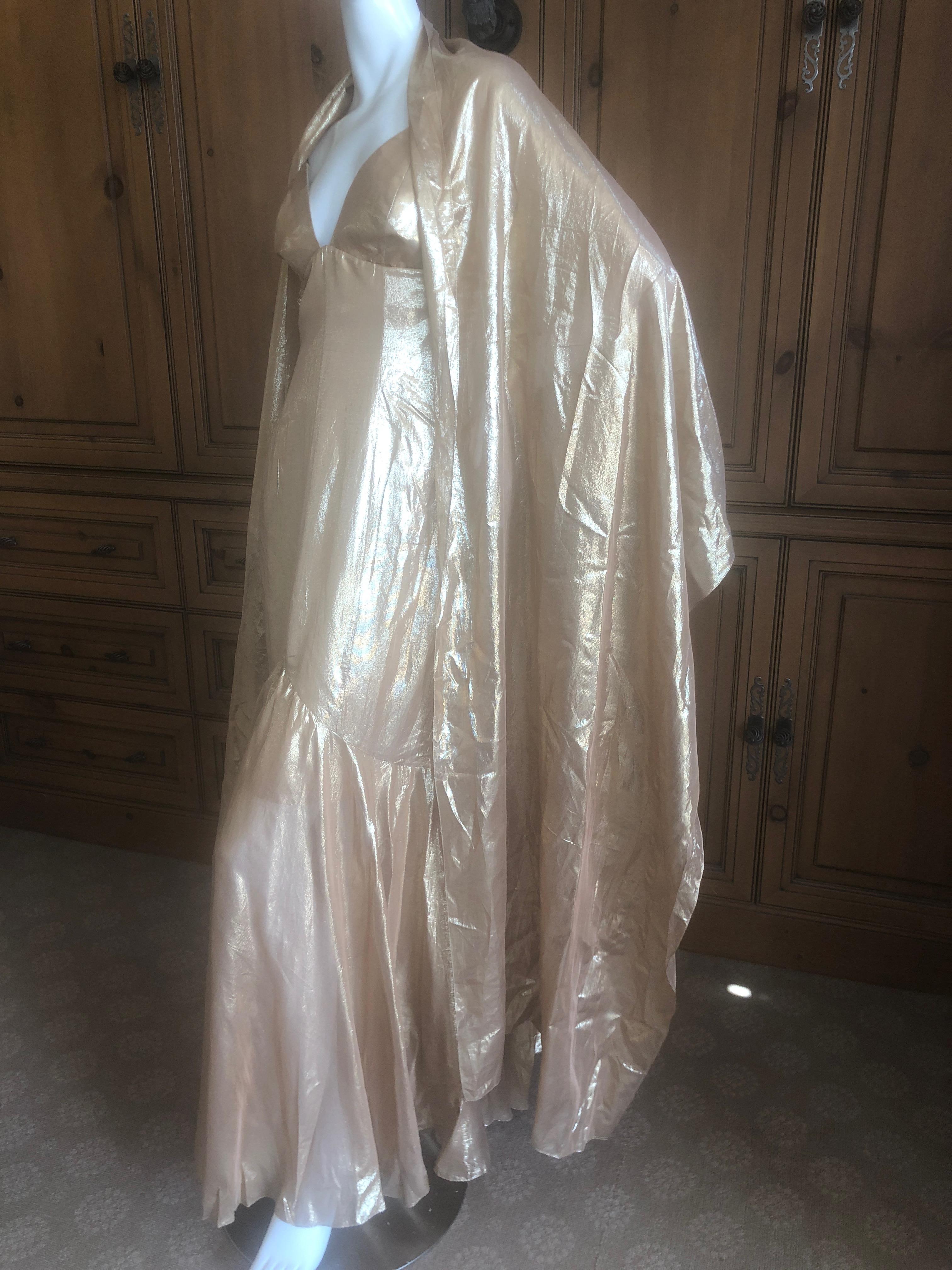 Jacques Fath Vintage Golden Halter Evening Dress with Shawl For Sale 2