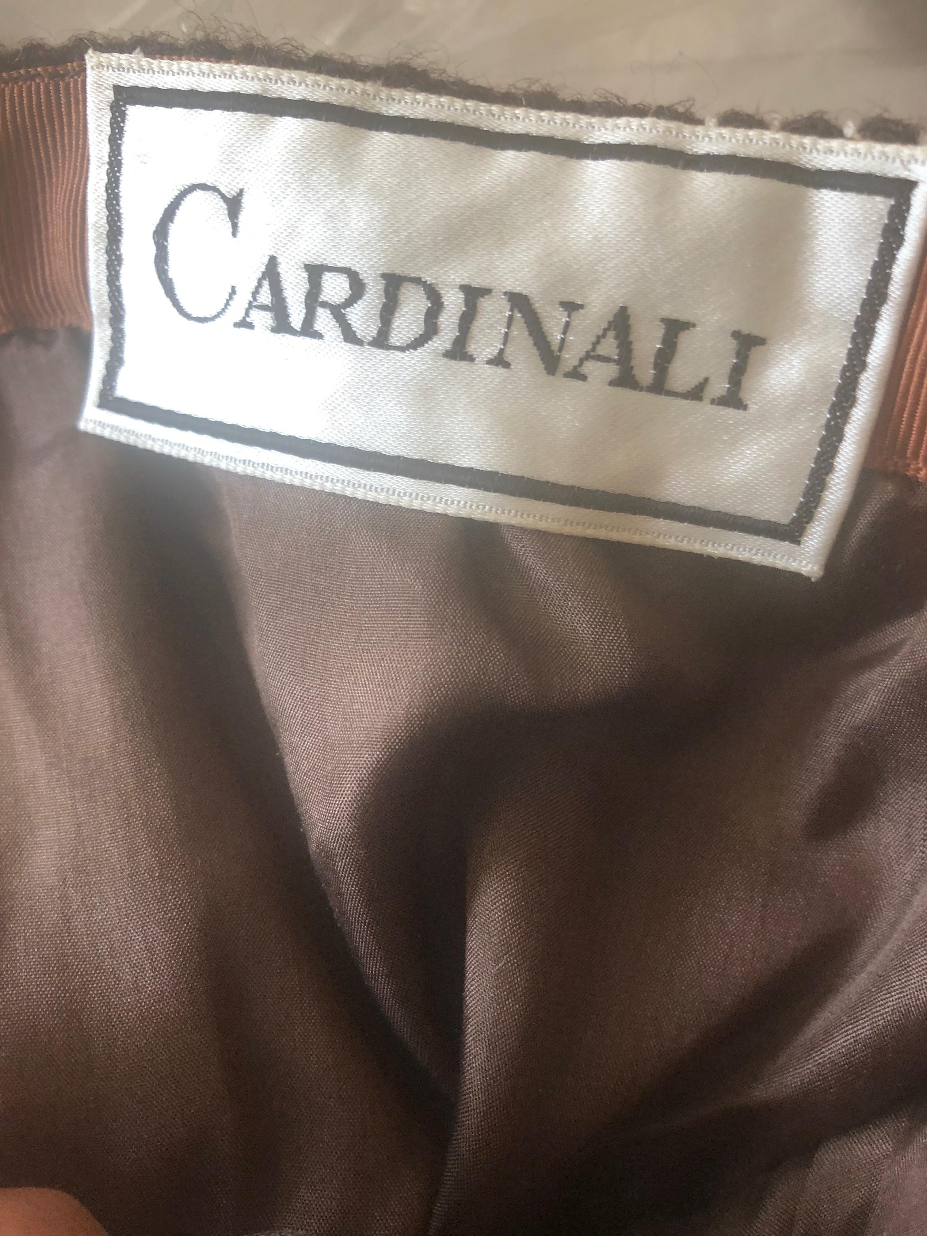 Cardinali Plaid Tweed Skirt with Bold Brass Hardware and Leather Belt Straps For Sale 6