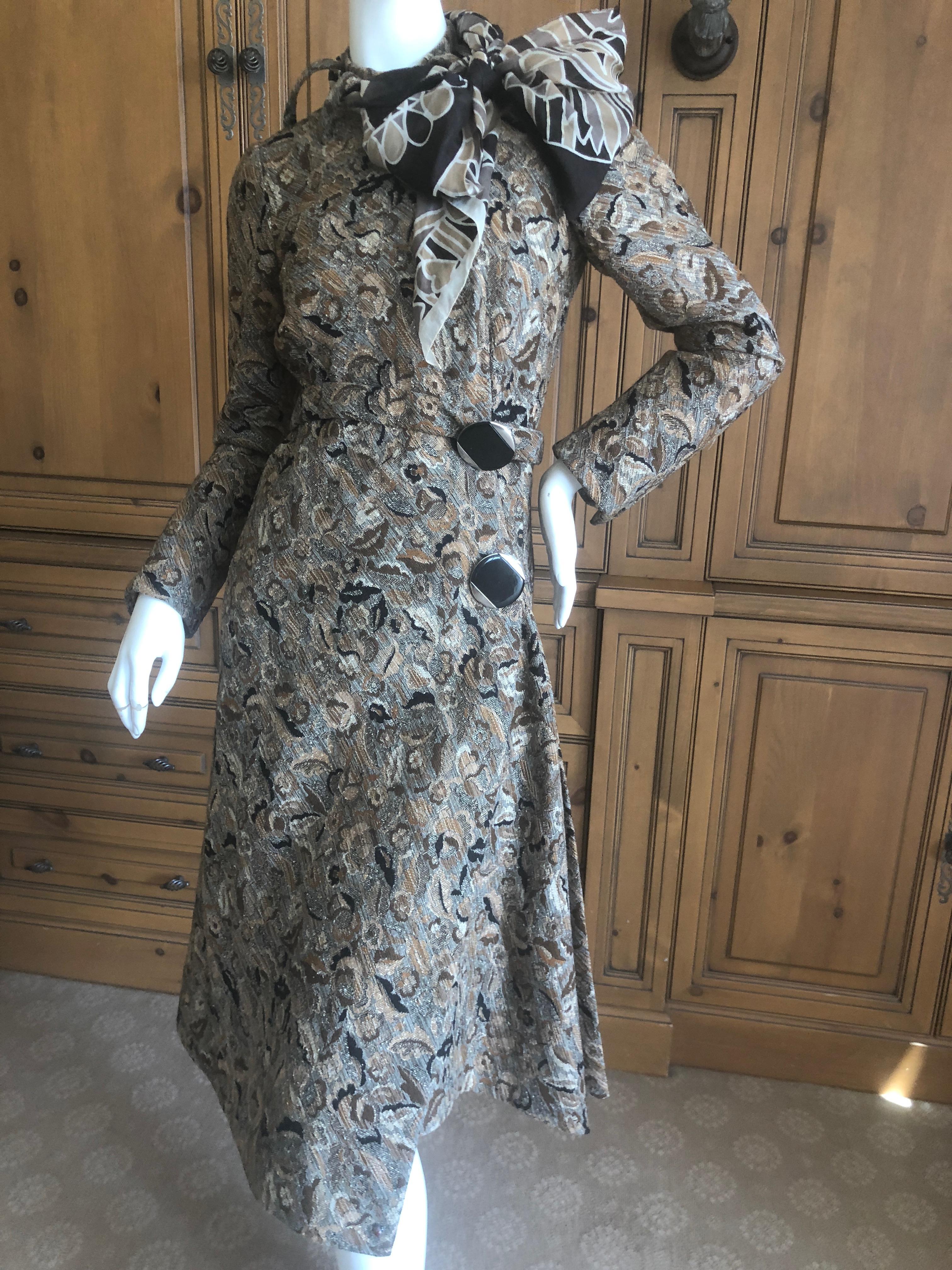 Cardinali Silk Brocade Evening Dress with Attached Scarf 1973 
From the Archive of Marilyn Lewis, the creator of Cardinali
Cardinali was founded in Los Angeles in 1970, by Marilyn Lewis, who had already found success as the founder and owner of the