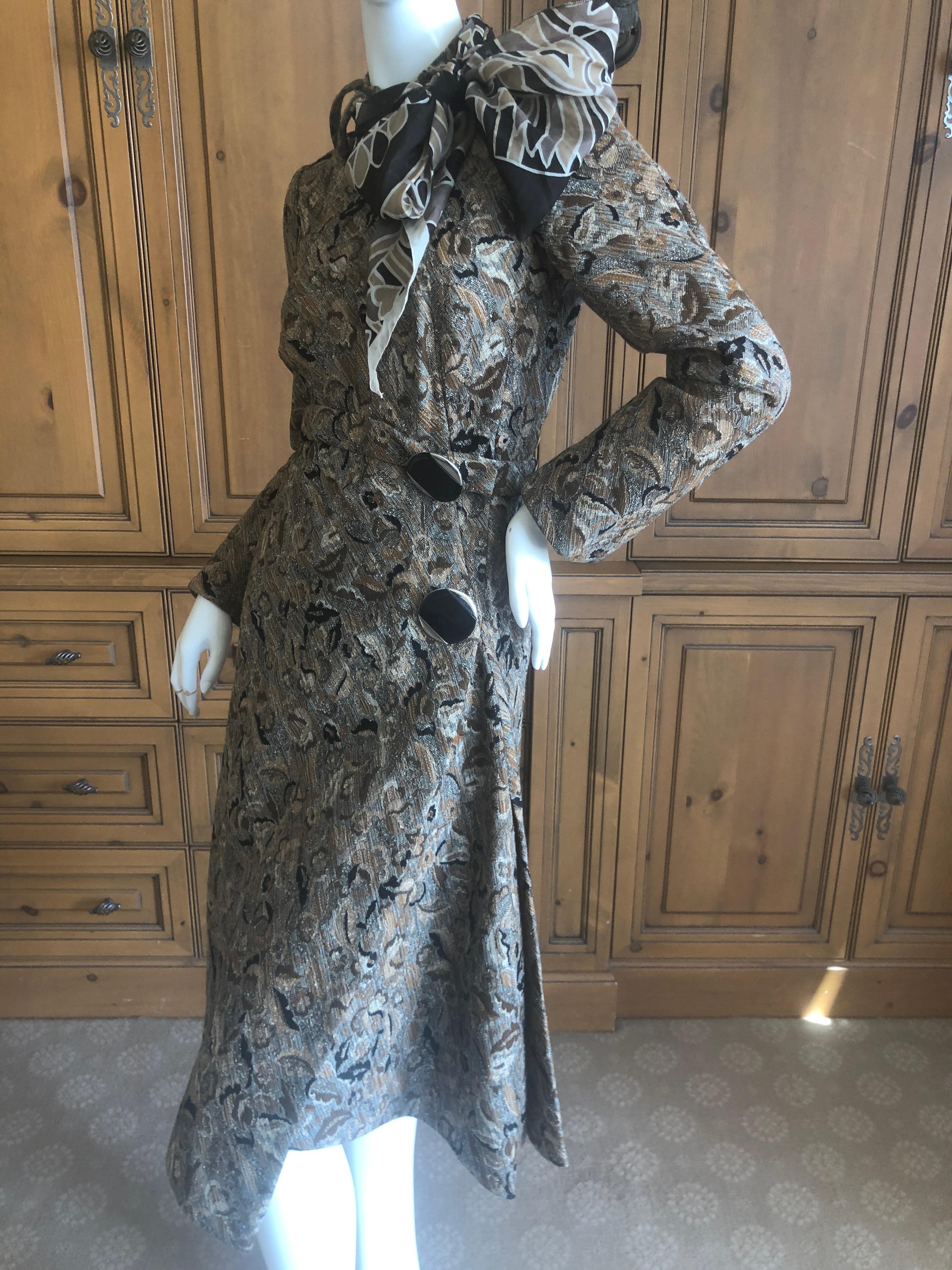 Cardinali Silk Brocade Evening Dress with Attached Scarf 1973  For Sale 2