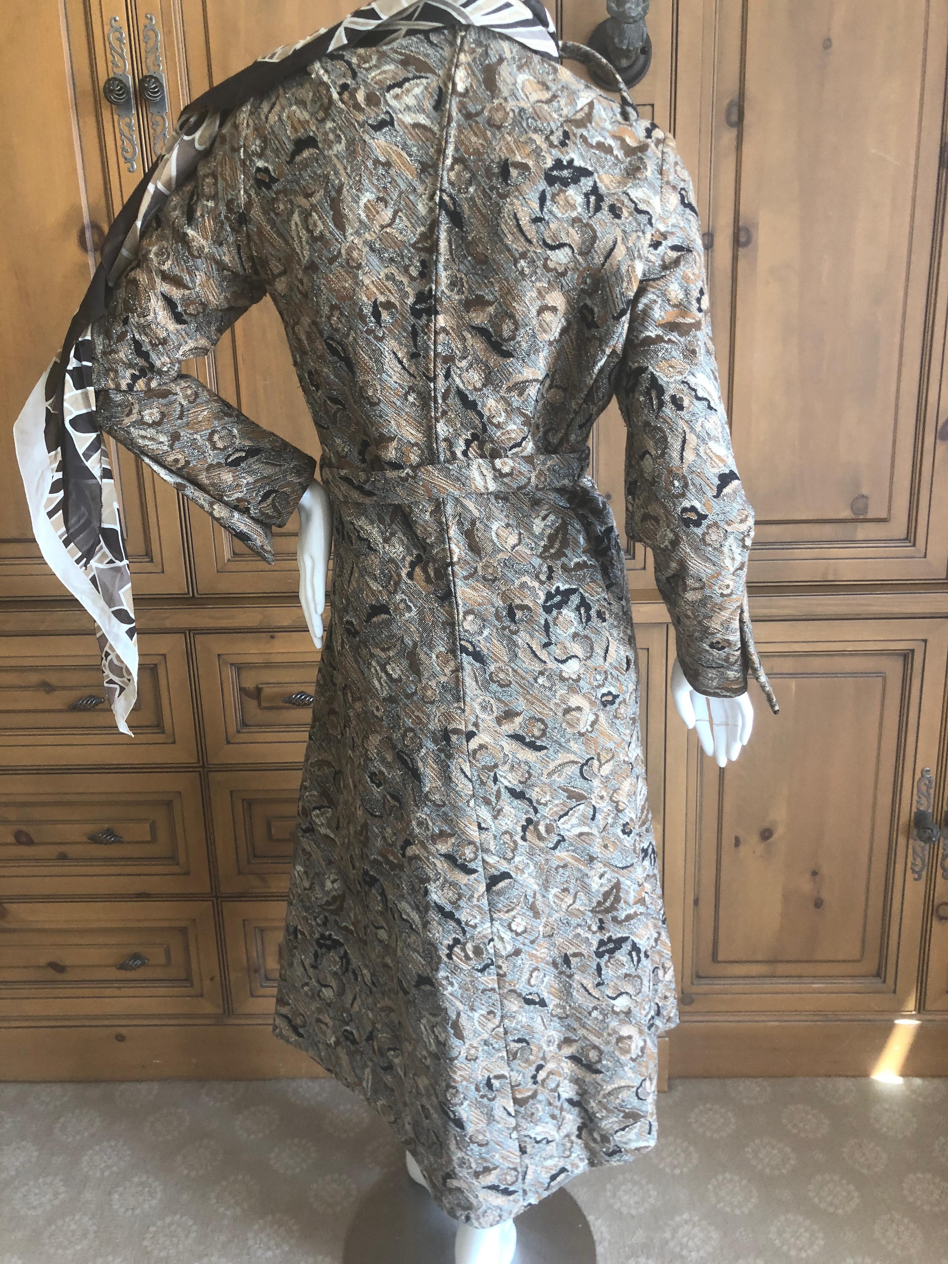 Cardinali Silk Brocade Evening Dress with Attached Scarf 1973  For Sale 4