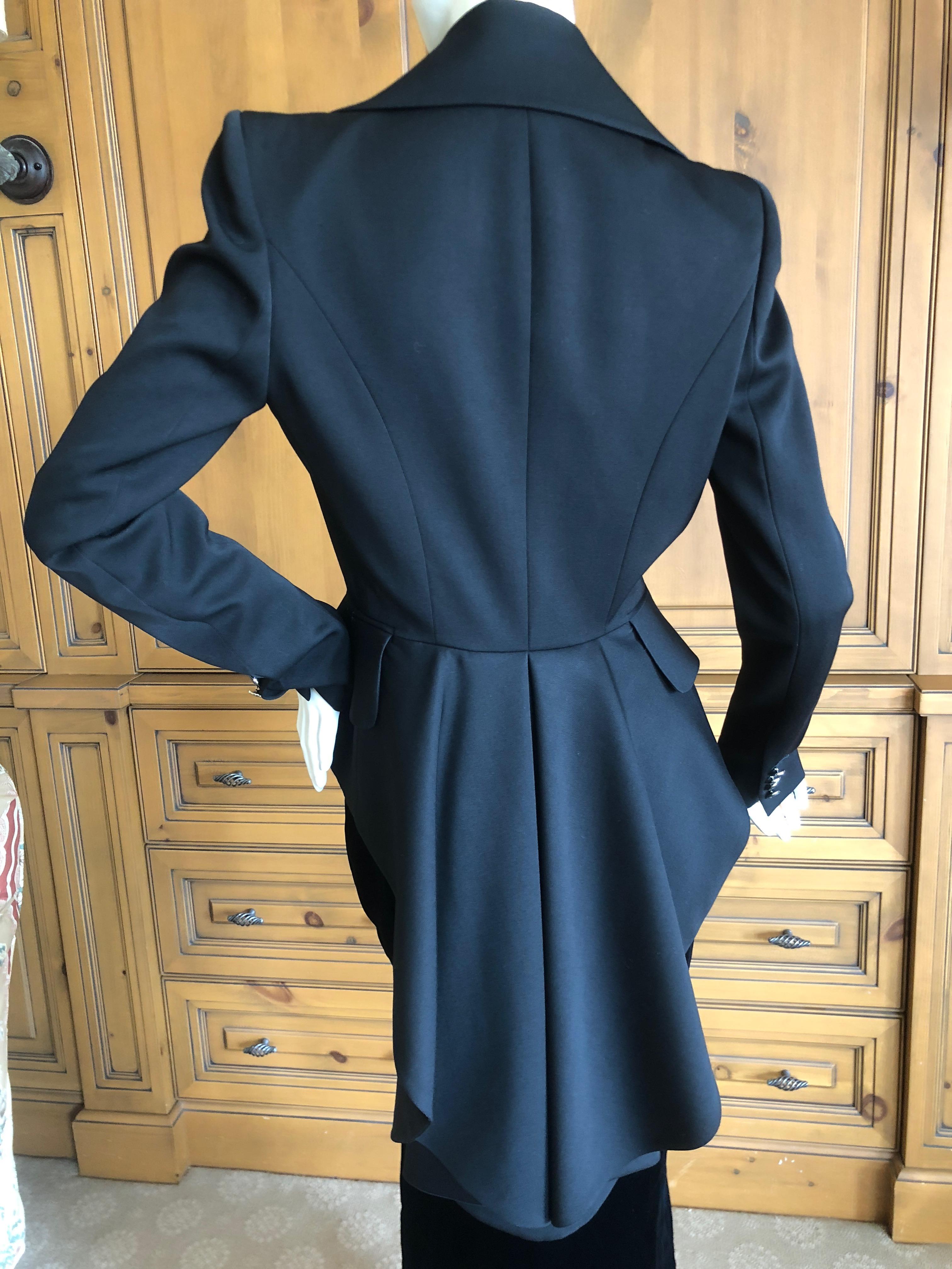 Alexander McQueen Black Tailored Tailcoat with Crystal Embellished Floral Lapels In Excellent Condition For Sale In Cloverdale, CA